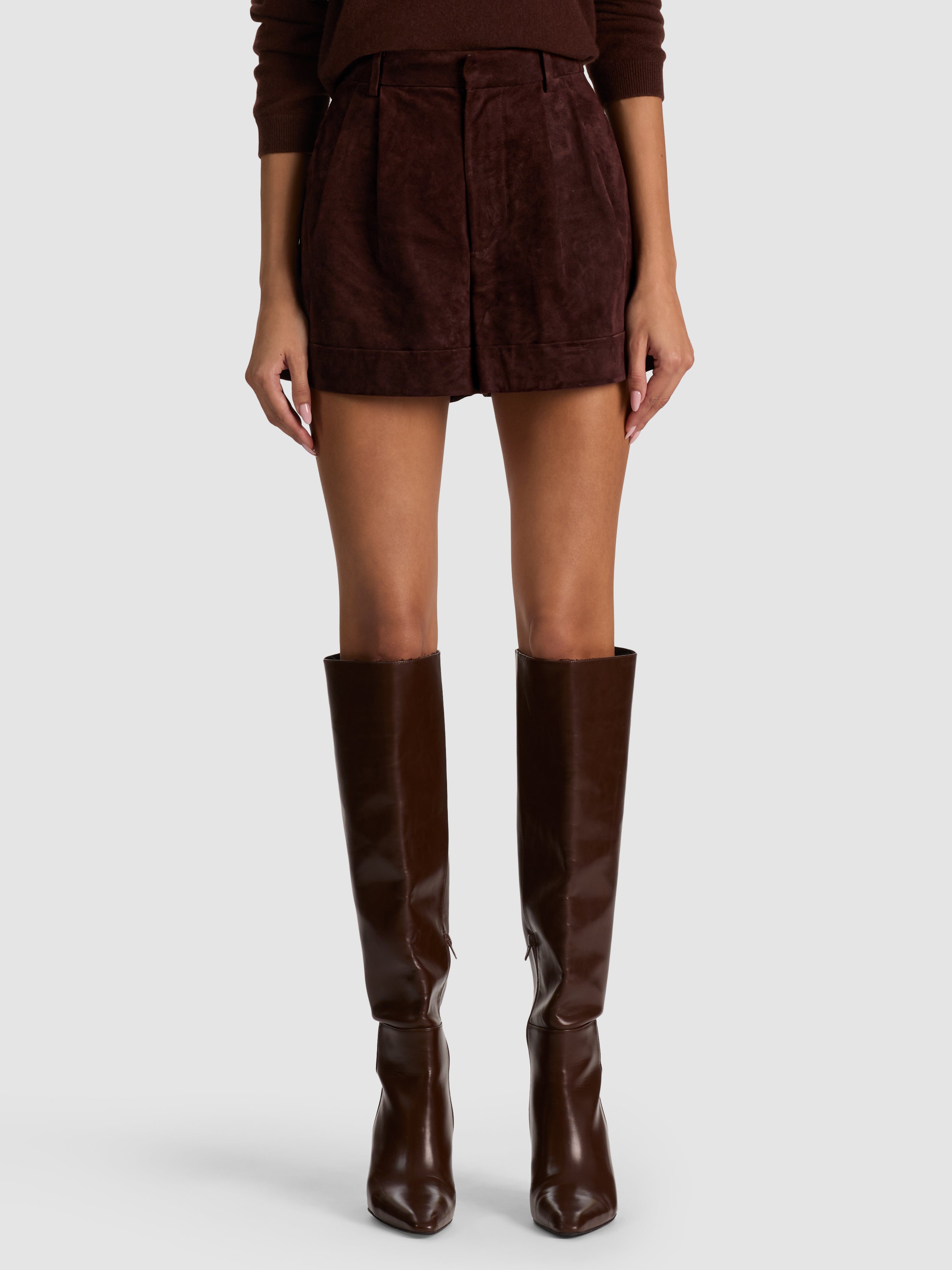 CONRY SUEDE SHORT in DARK CHOCOLATE | ALICE + OLIVIA