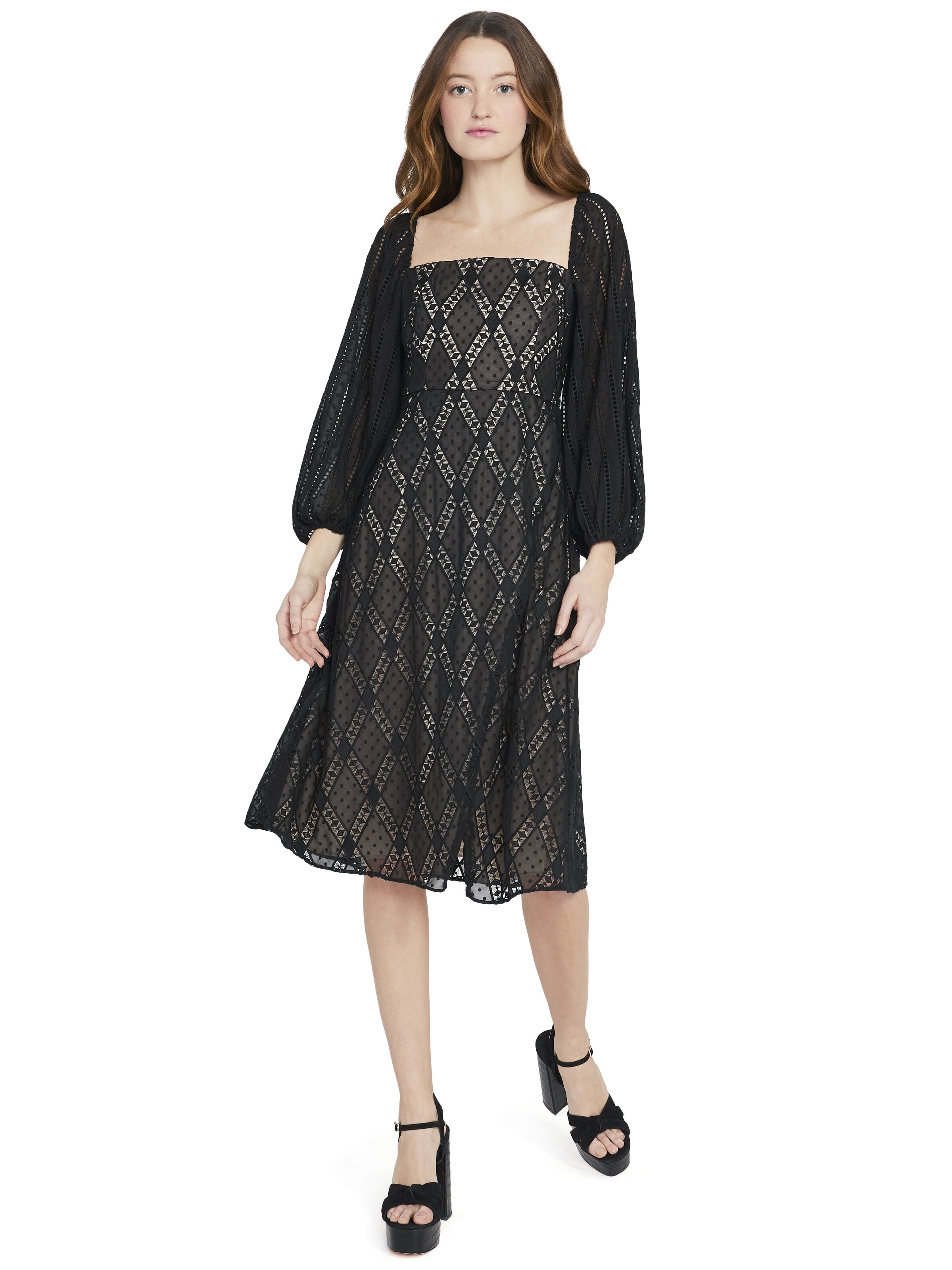 ROBE MIDI TAINA À ENCOLURE CARRÉE