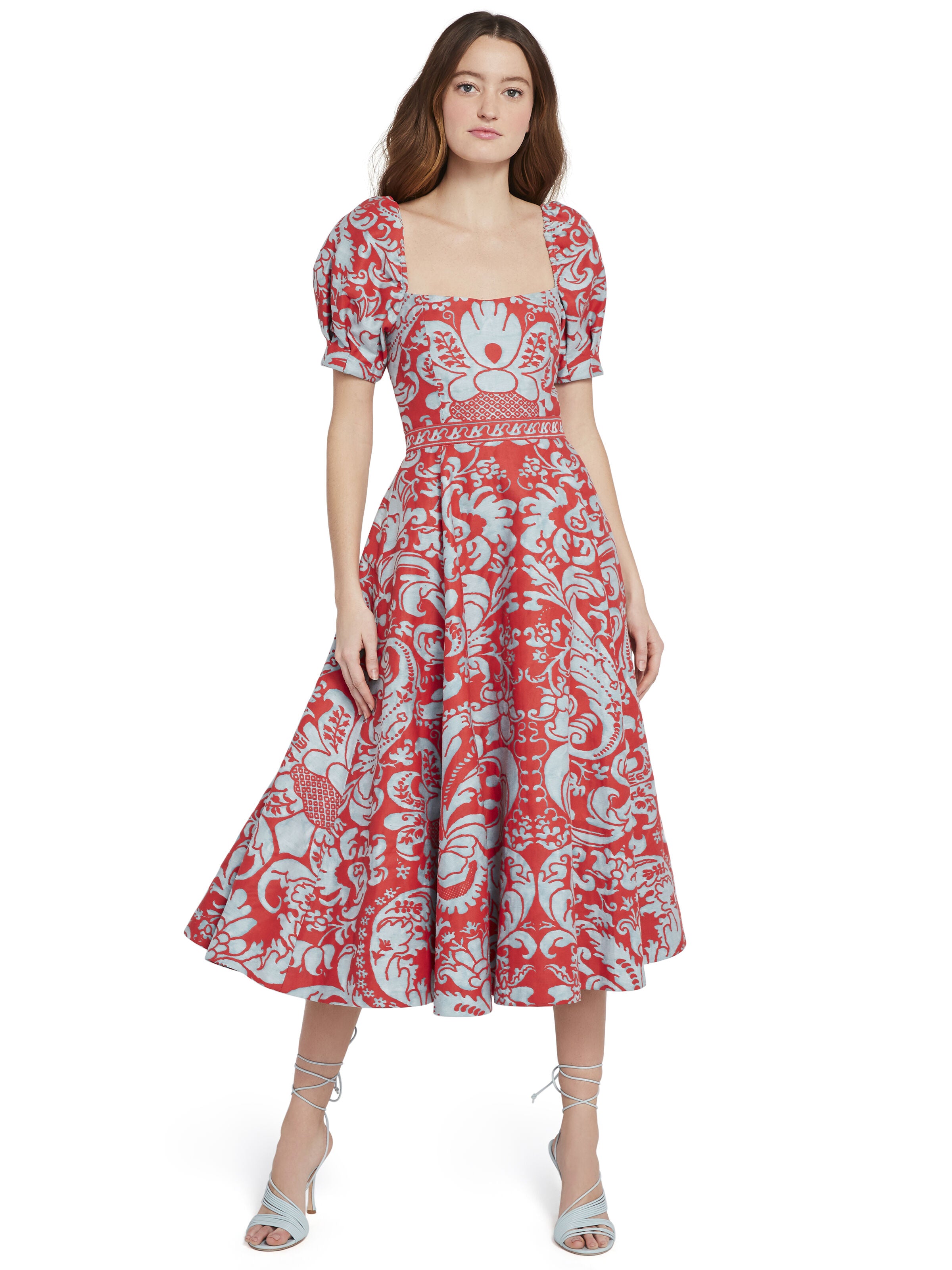 FREDIA PUFF SLEEVE MIDI DRESS