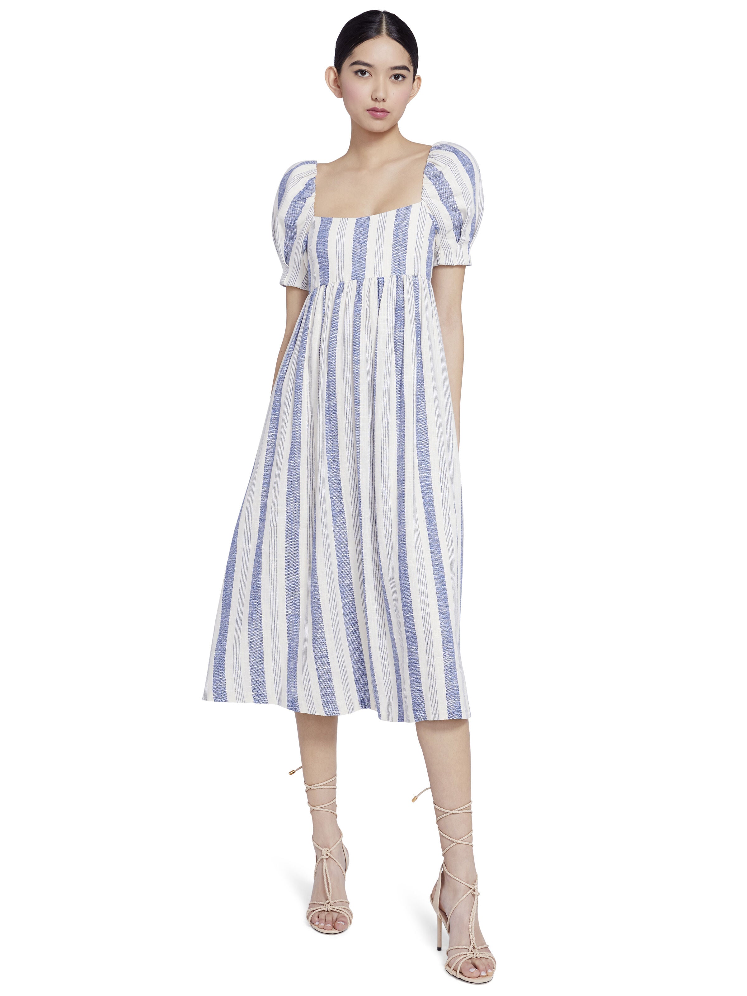 BAUERY ROBE MI-LONGUE À MANCHES BOUFFANTES