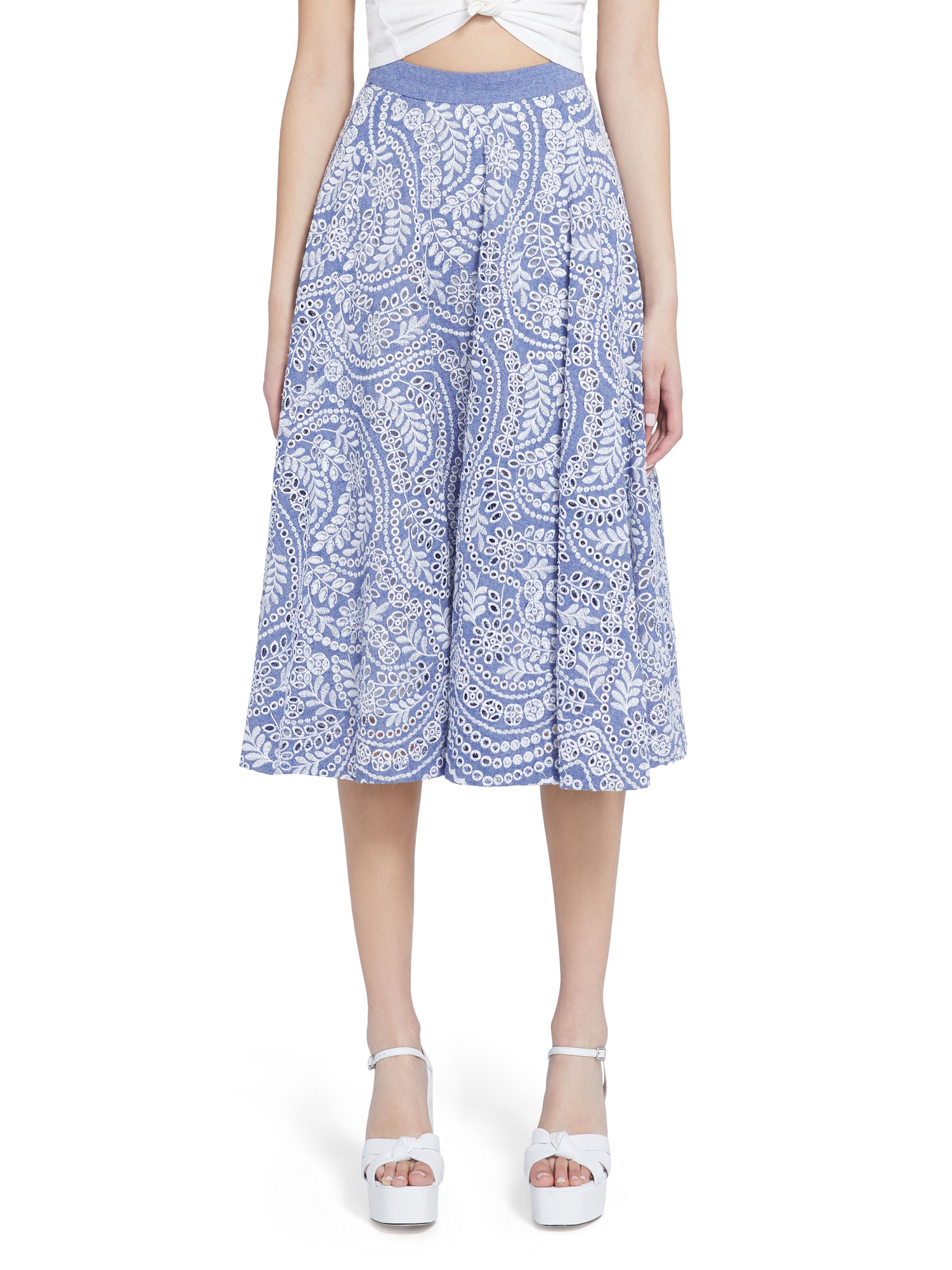PARCELL PAISLEY FLARED MIDI SKIRT