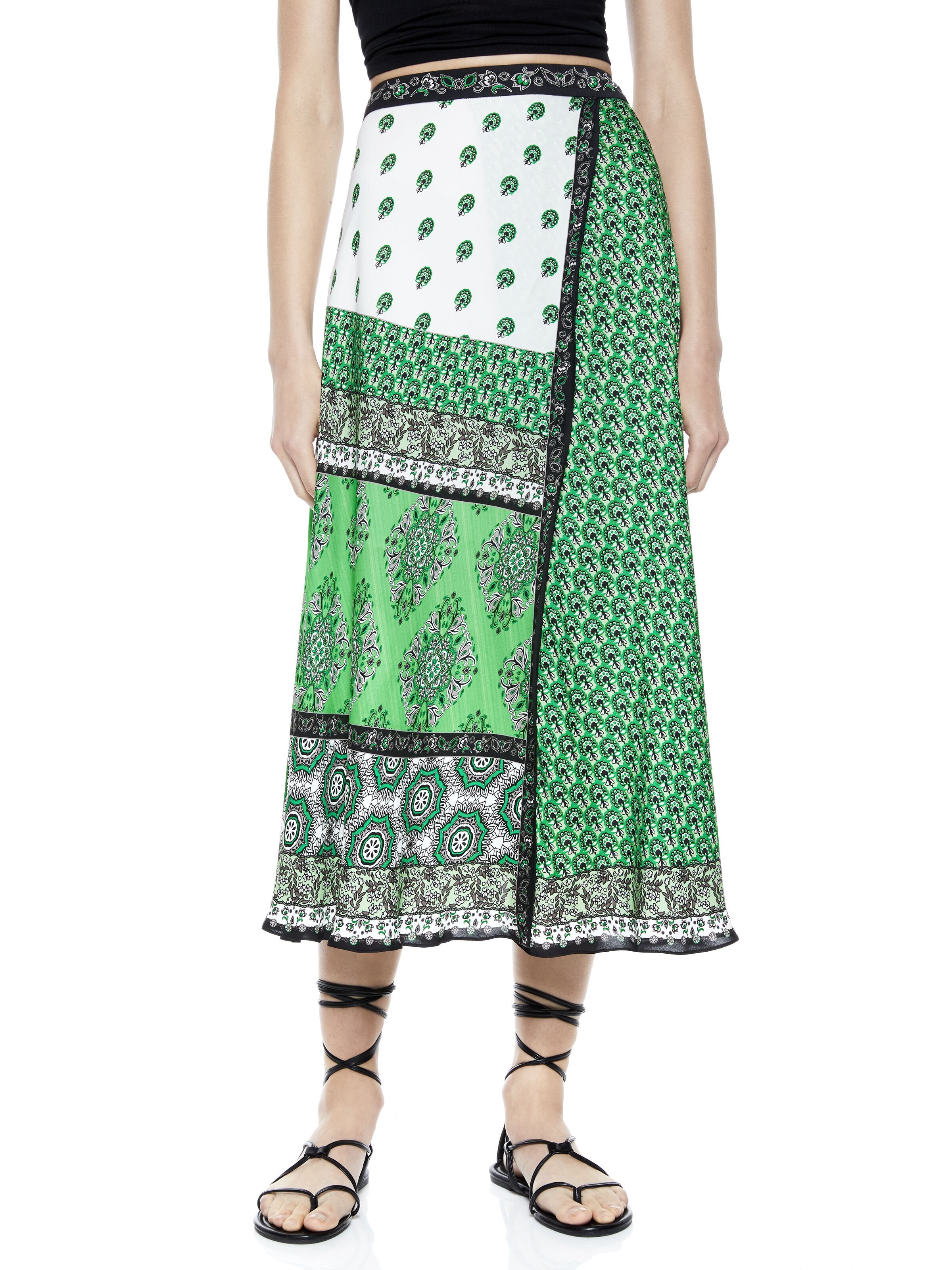 NANETTE MOCK WRAP MIDI SKIRT