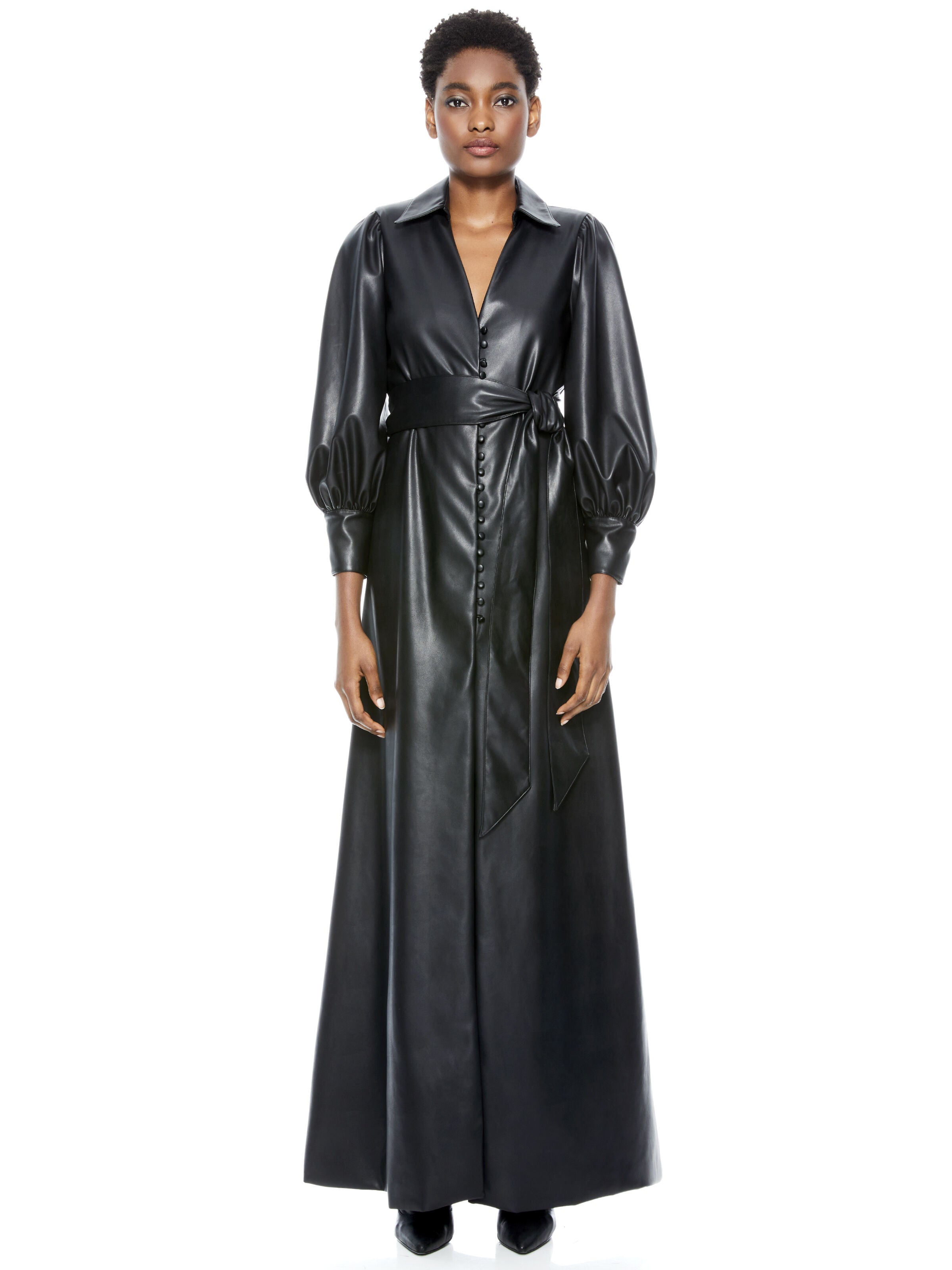 ZARITA VEGAN LEATHER MAXI DRESS