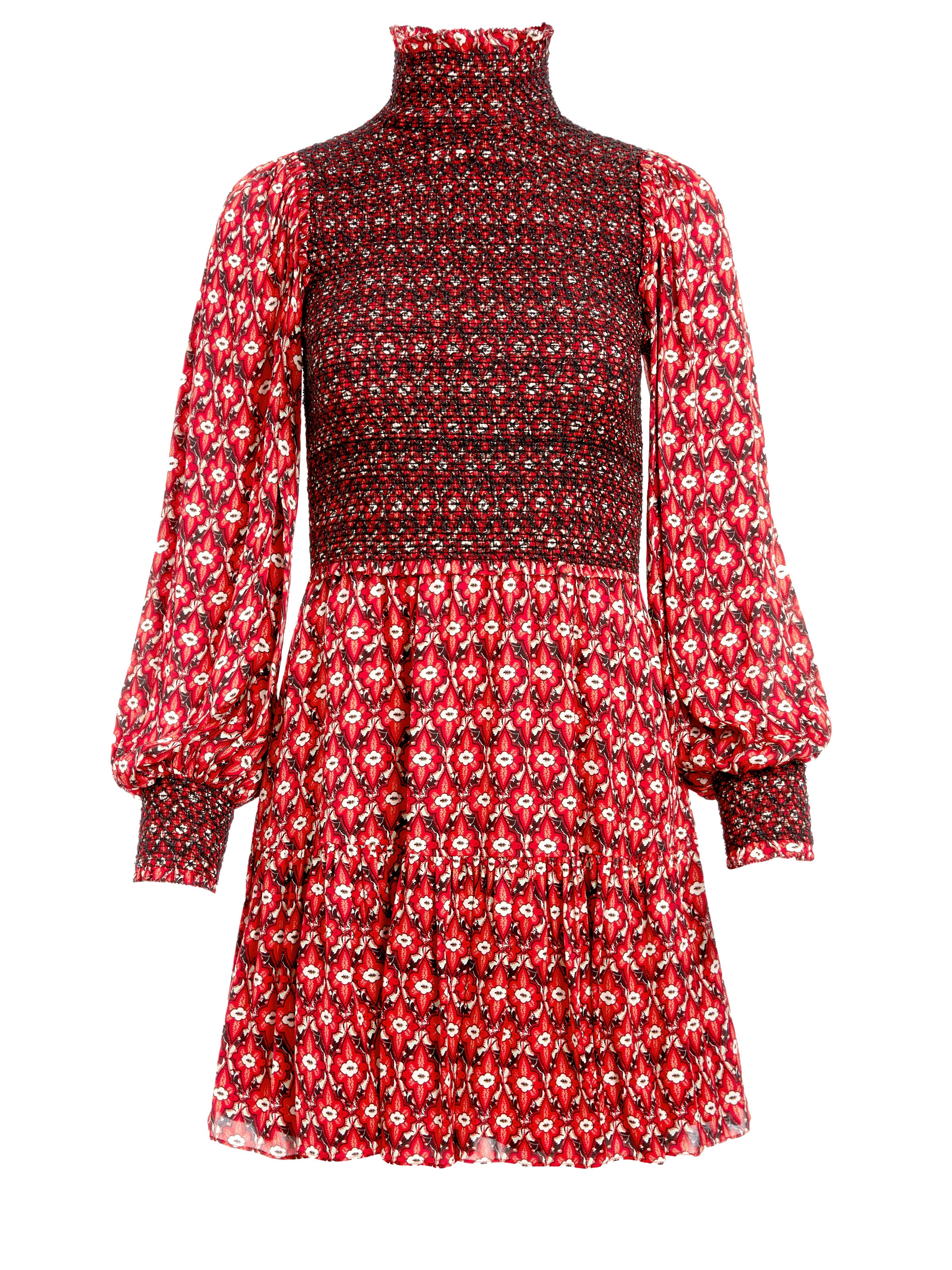MINIVESTITO CON COLLO ALTO E CORPINO A SMOCK ELVIRA