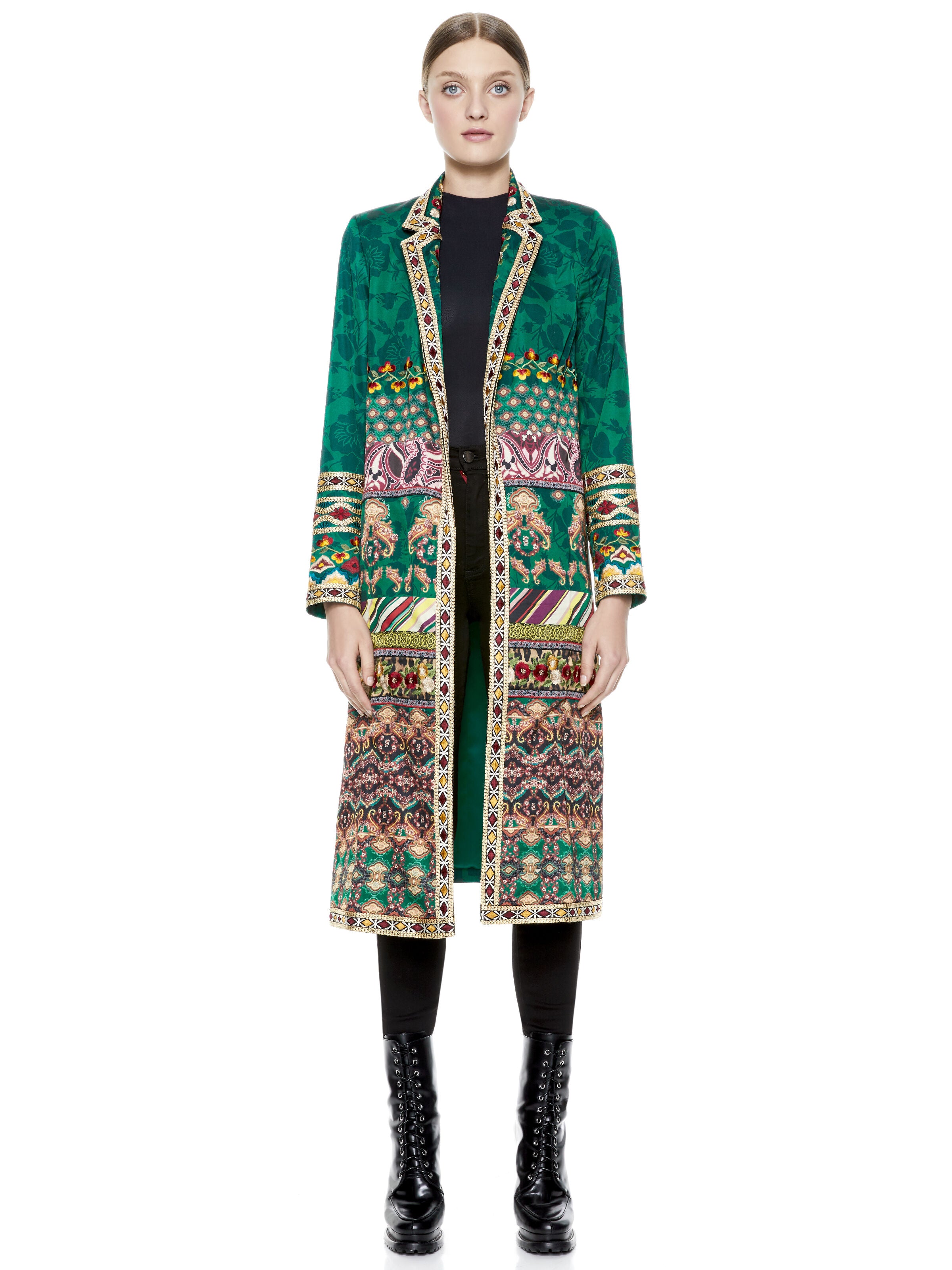 LINDA EMBROIDERED NOTCH COLLAR COAT