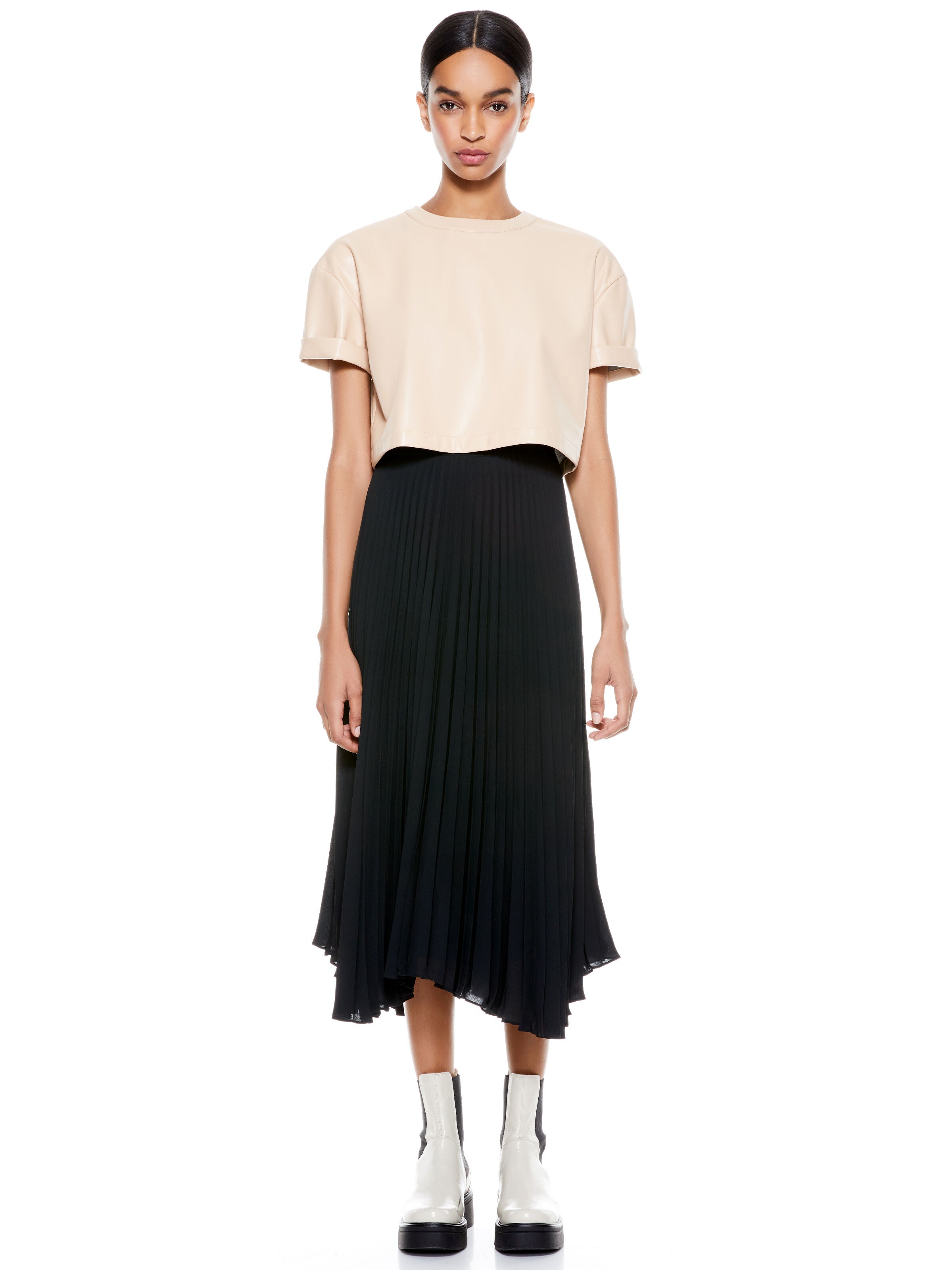 SERITA VEGAN LTHR CRP BOXY TOP