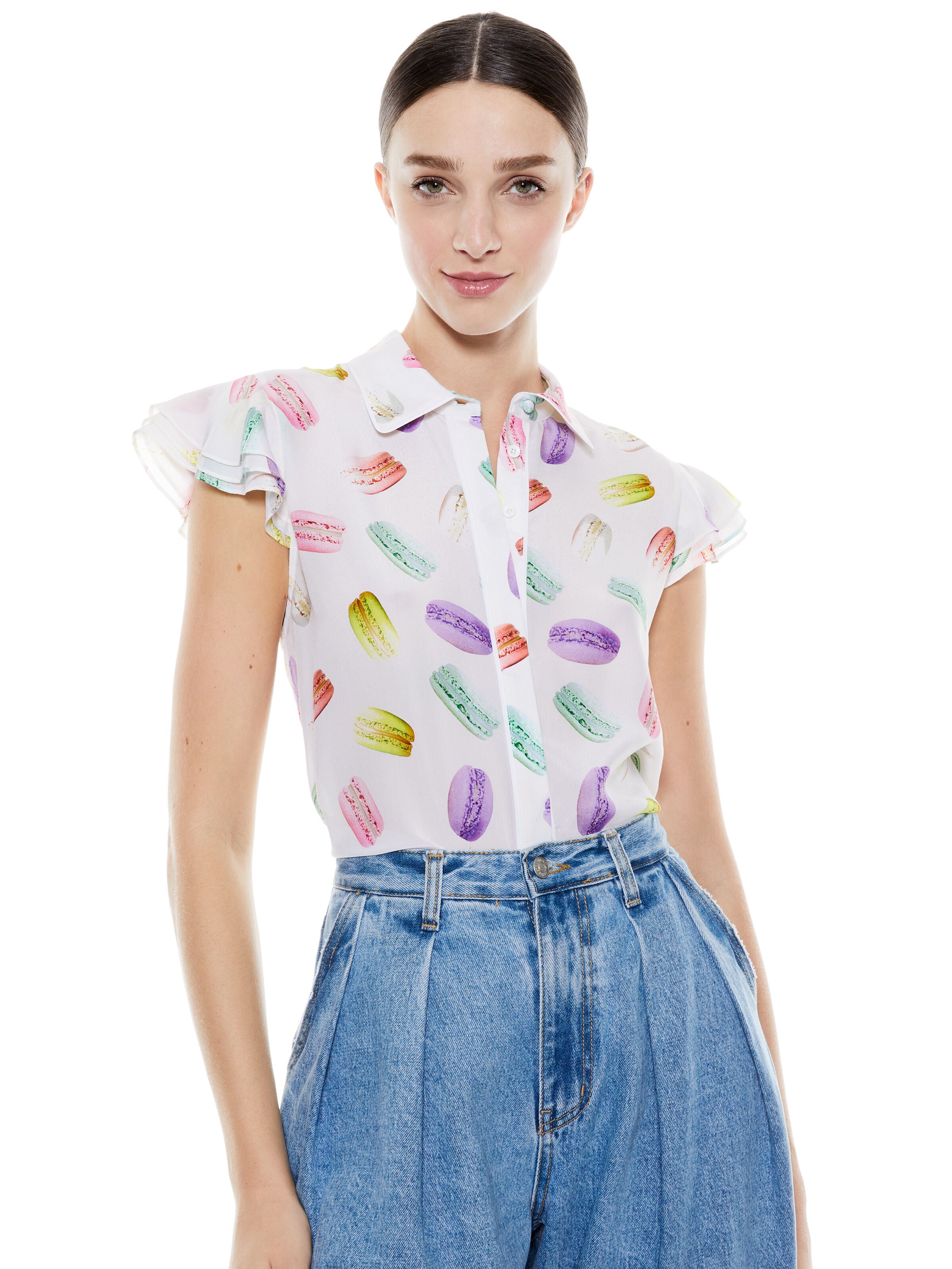 ELI FLUTTER SLEEVE BUTTON DOWN