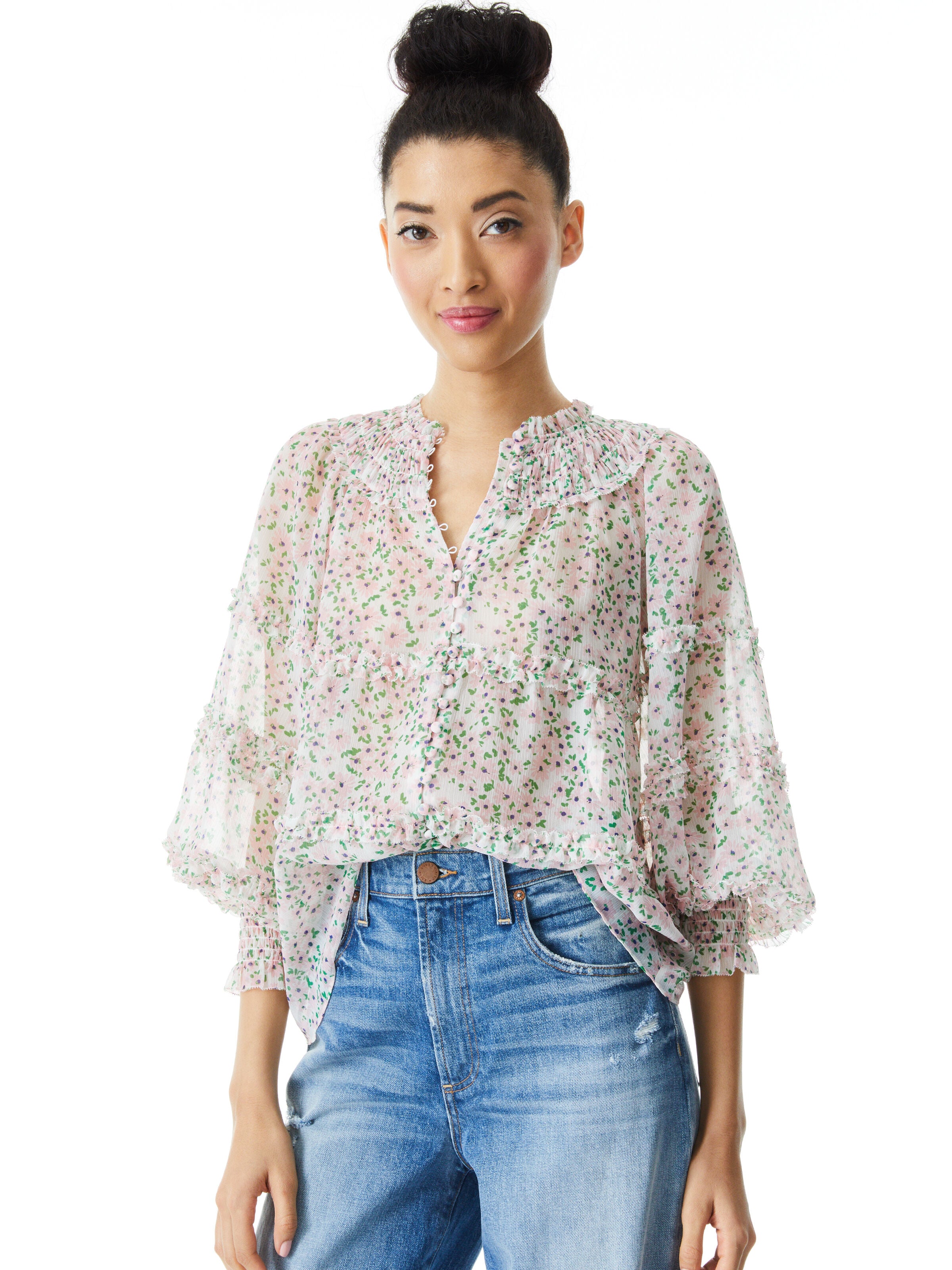 BLOUSE FLORALE BOUTONNÉE DEVANT MARGERY
