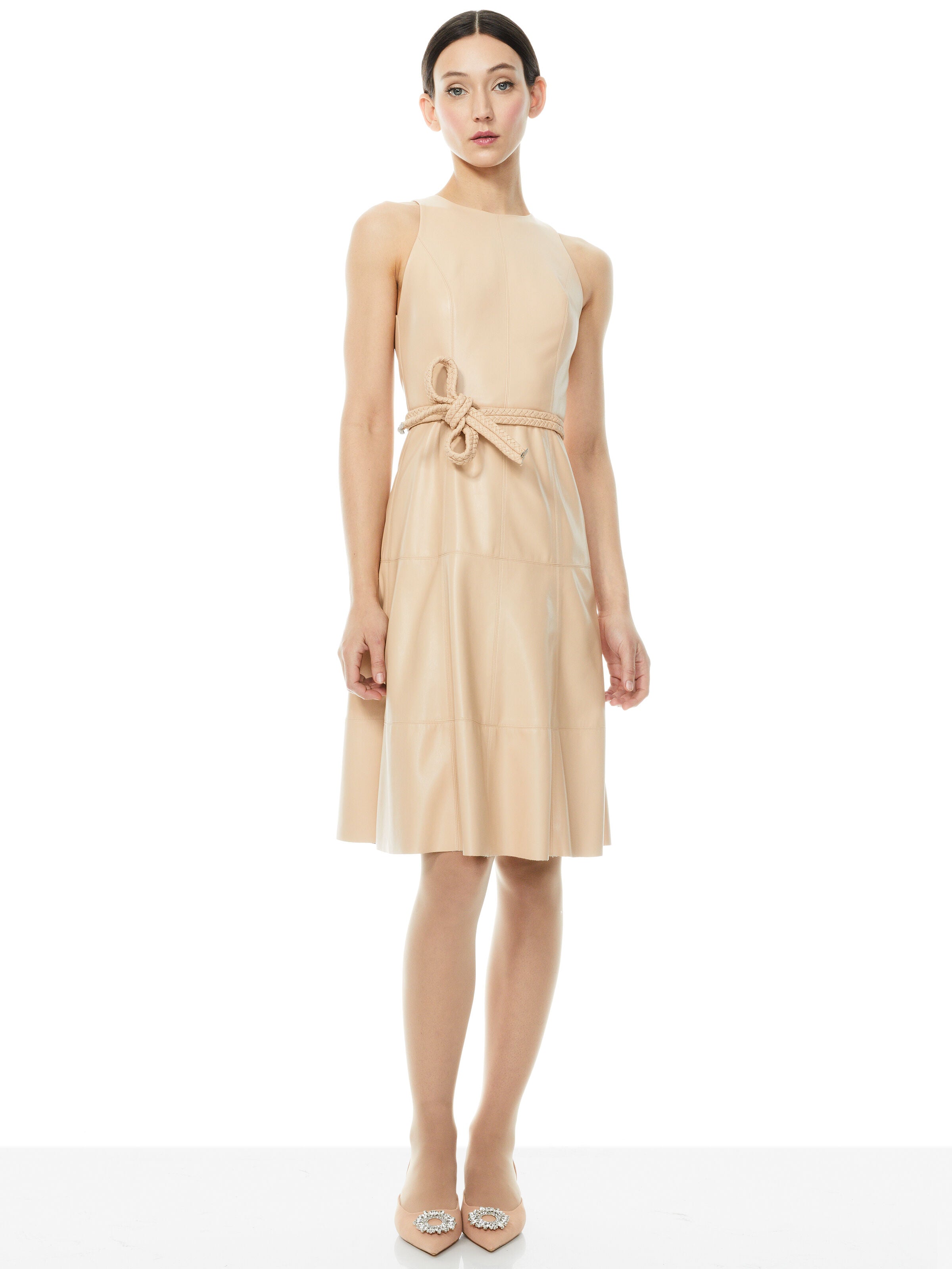 ROBE MIDI LEANDRA EN CUIR VÉGÉTALIEN