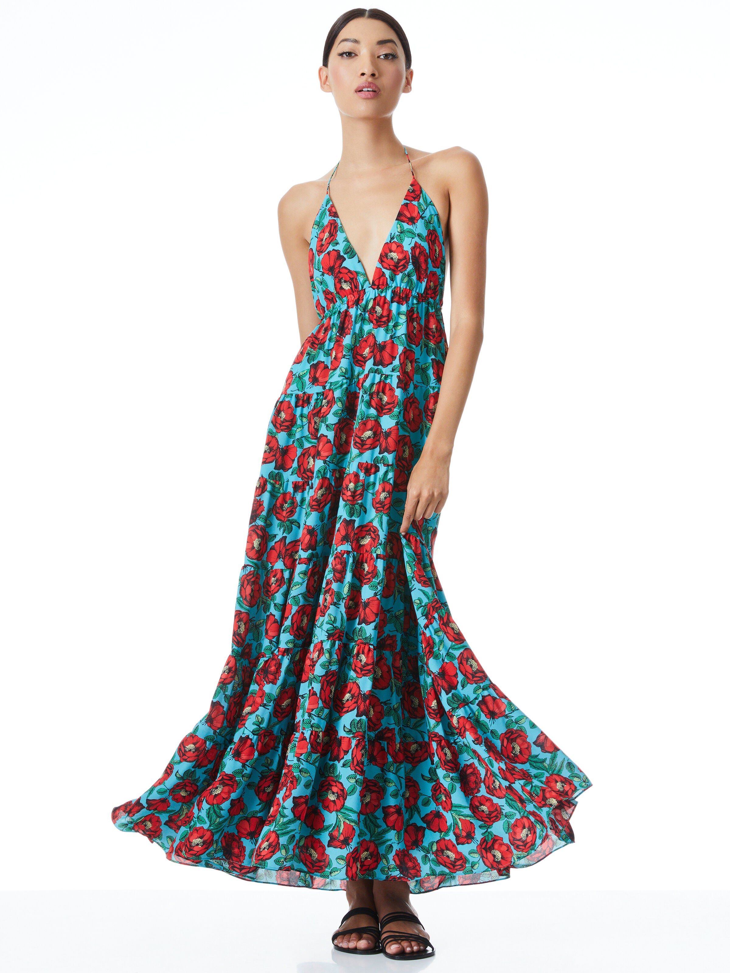 MAE HALTER TIERED MAXI DRESS