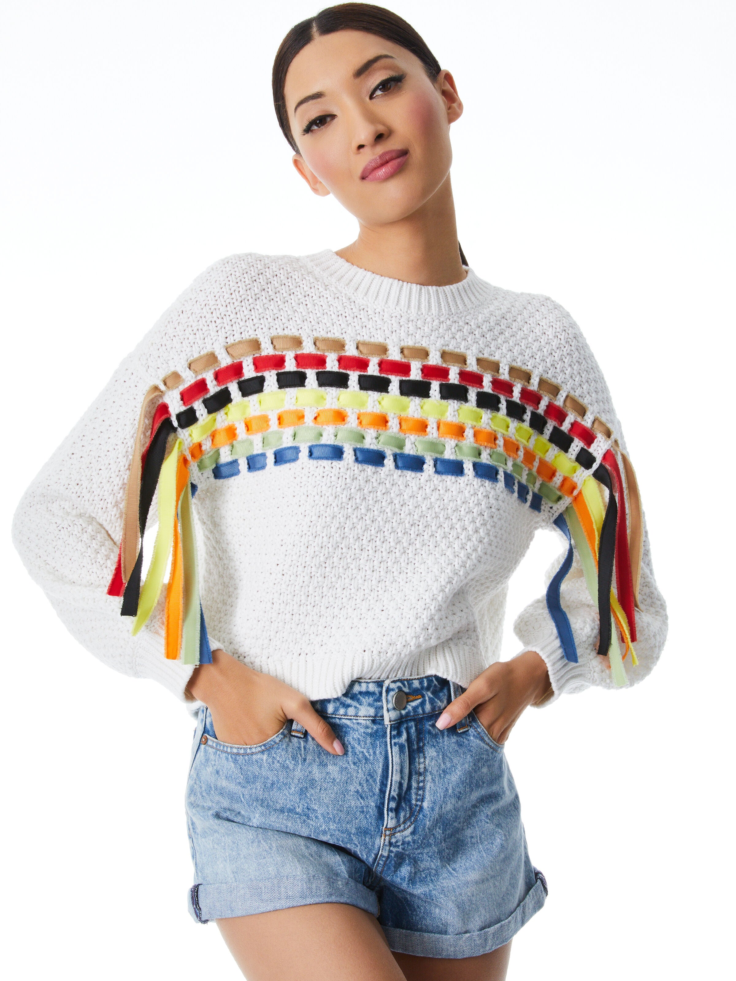 CLAUDETTE RIBBON FRINGE PULLOVER