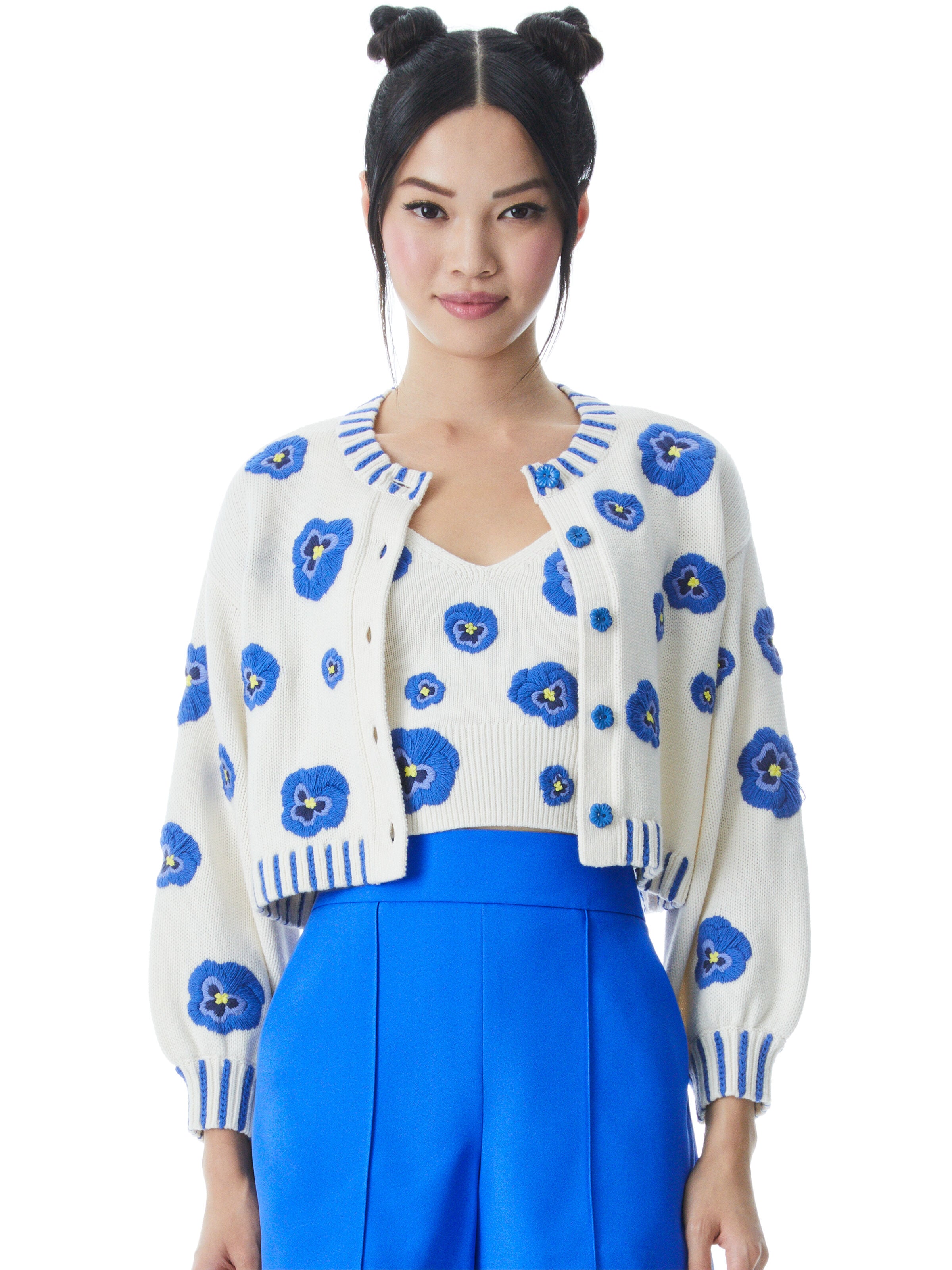 BRIGID EMBROIDERED CROPPED CARDIGAN