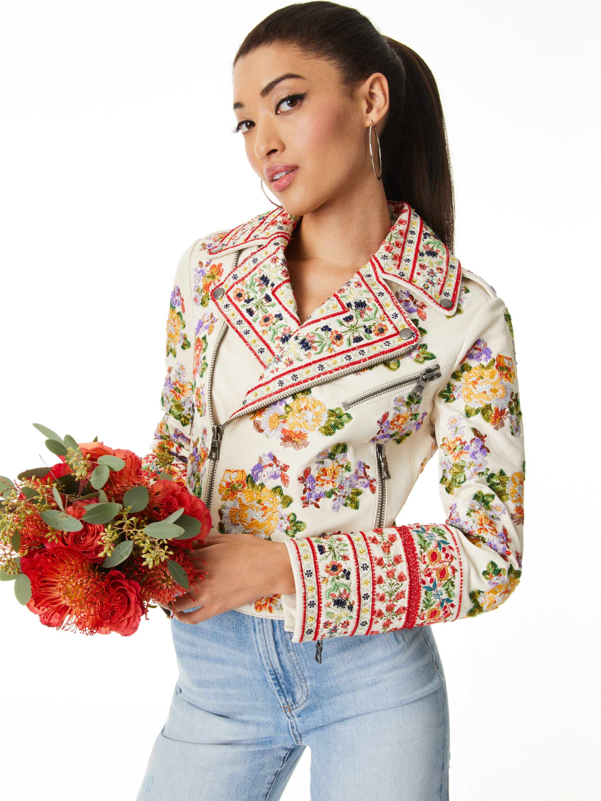 BLOUSON MOTARD EN CUIR ORNÉ CODY
