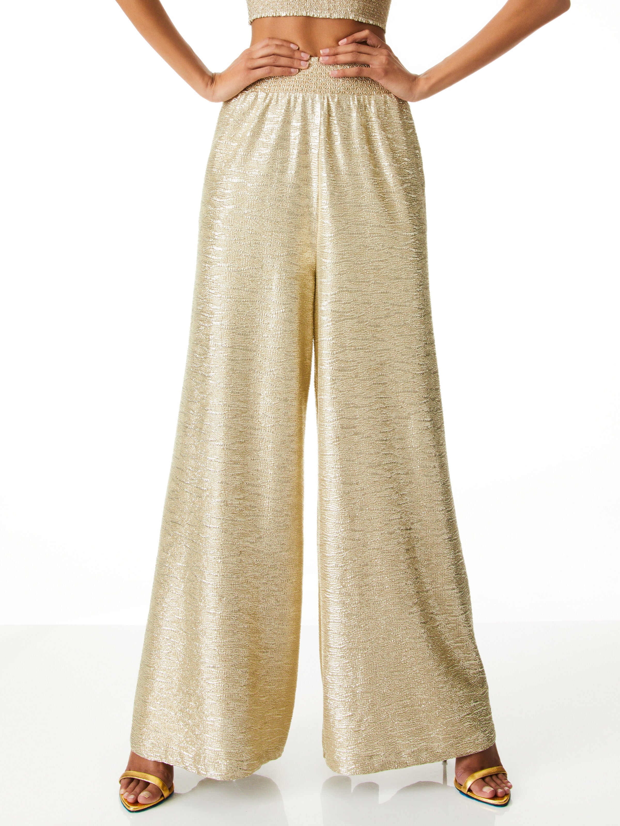 JANELLA SMOCKED WAIST WIDE LEG PANT