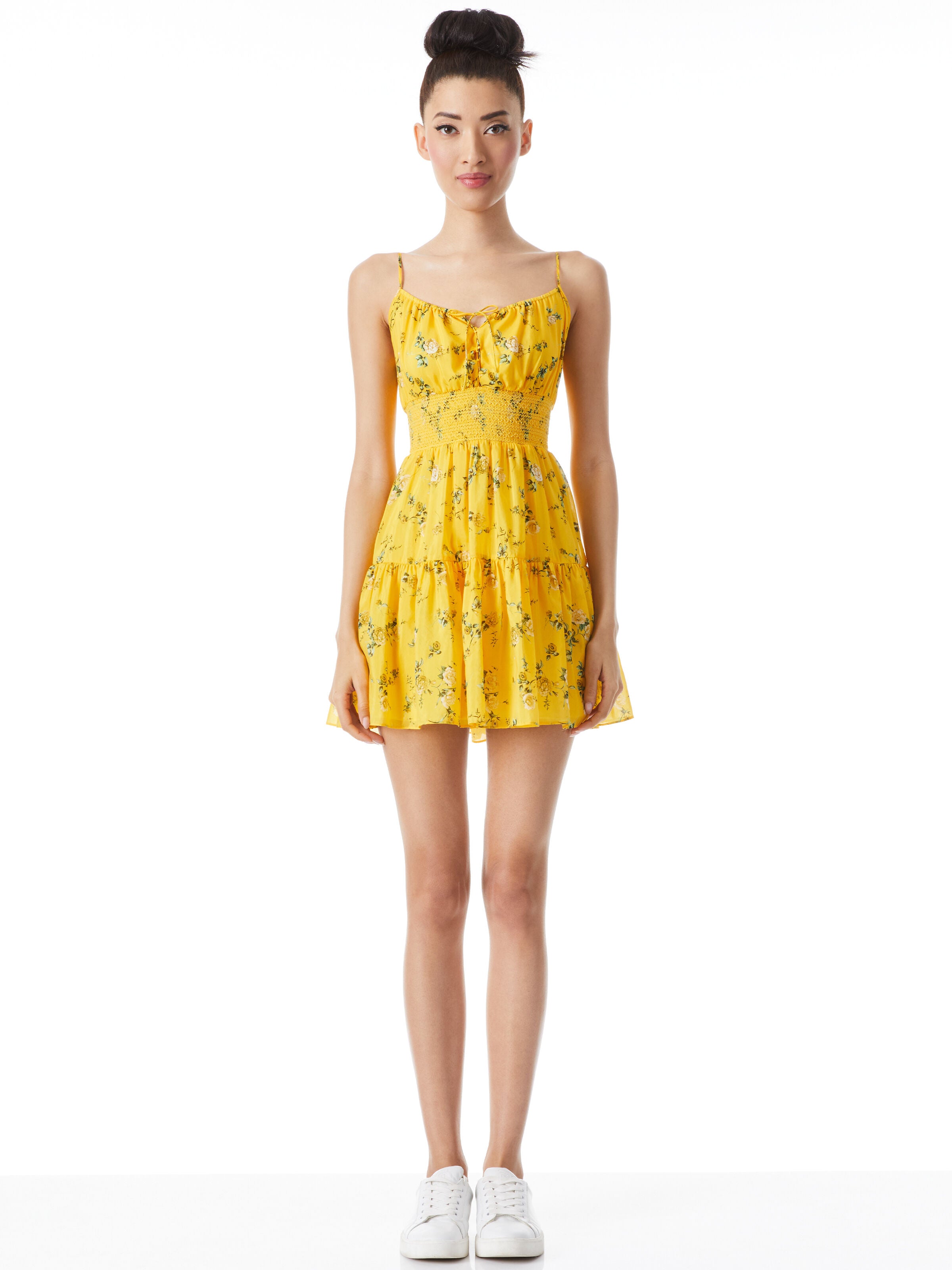 LAI SMOCKED WAIST SPAGHETTI STRAP MINI DRESS