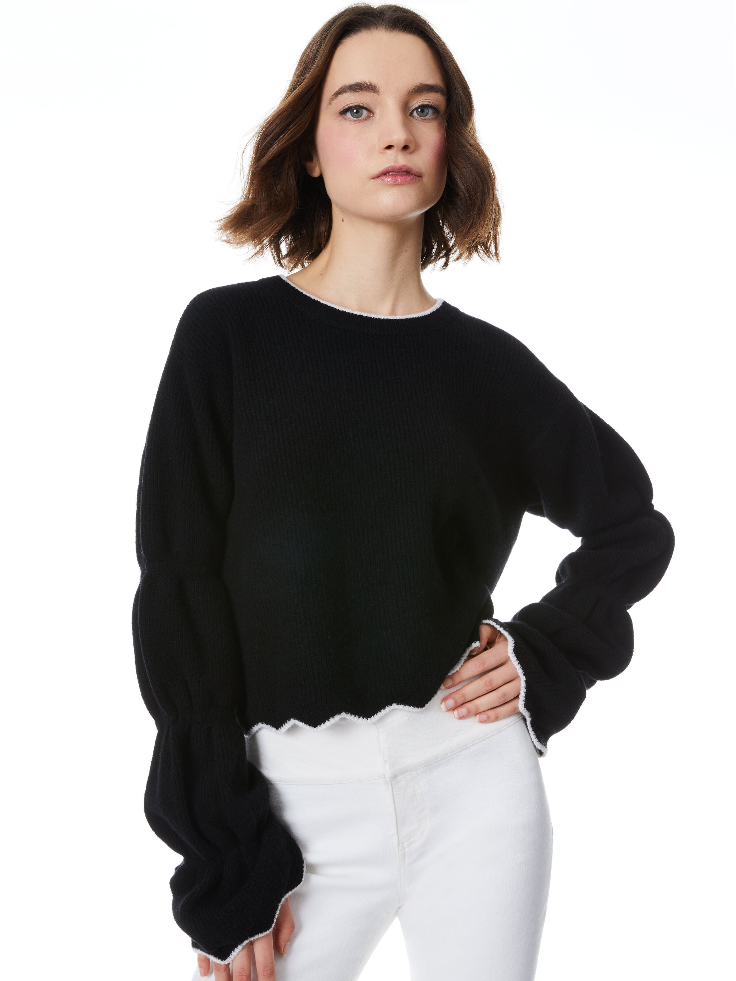 FOSS PUFF SLEEVE CROPPED PULLOVER