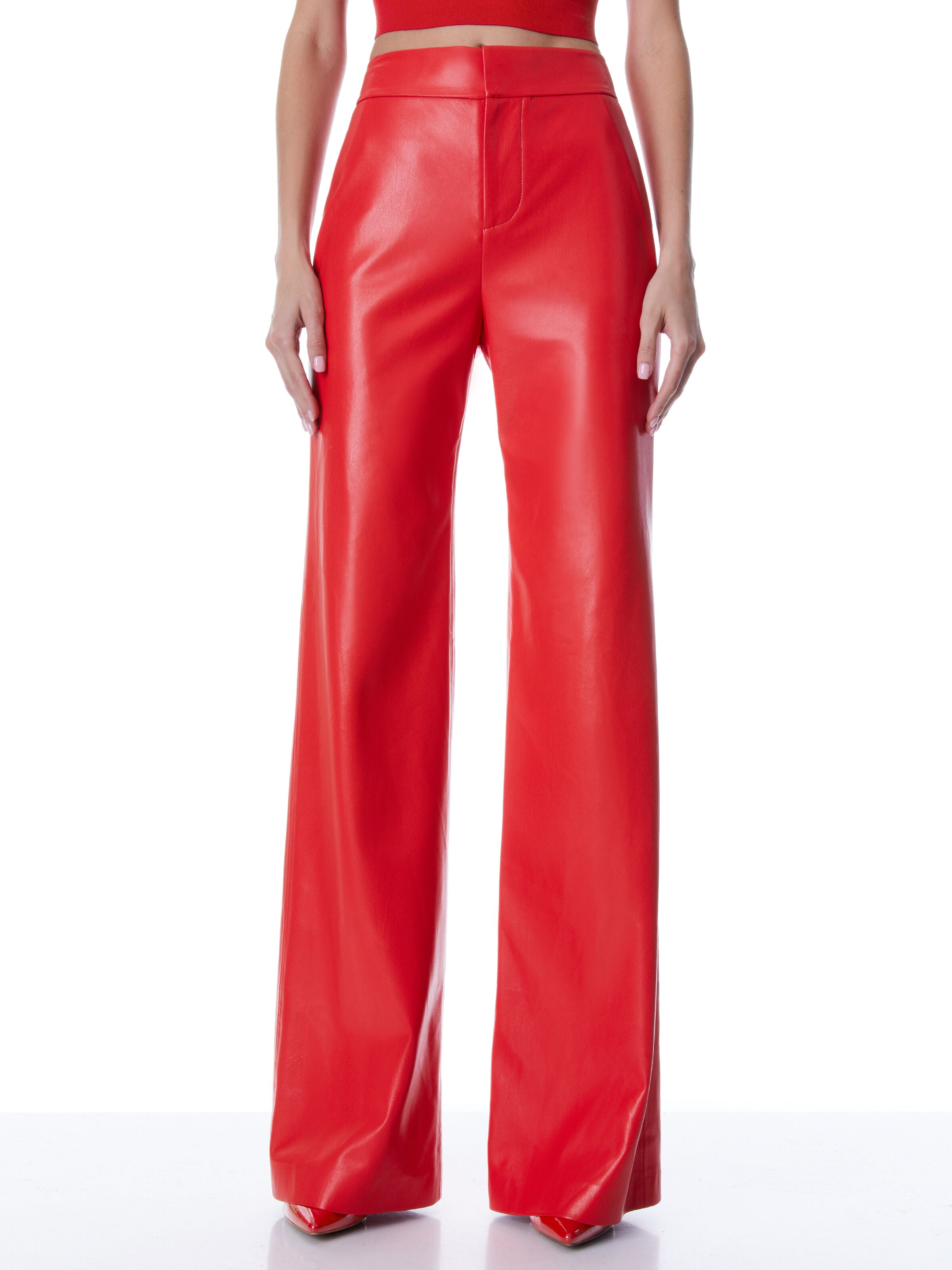 PANTALON BOOTCUT DEANNA TAILLE HAUTE EN CUIR VÉGÉTALIEN