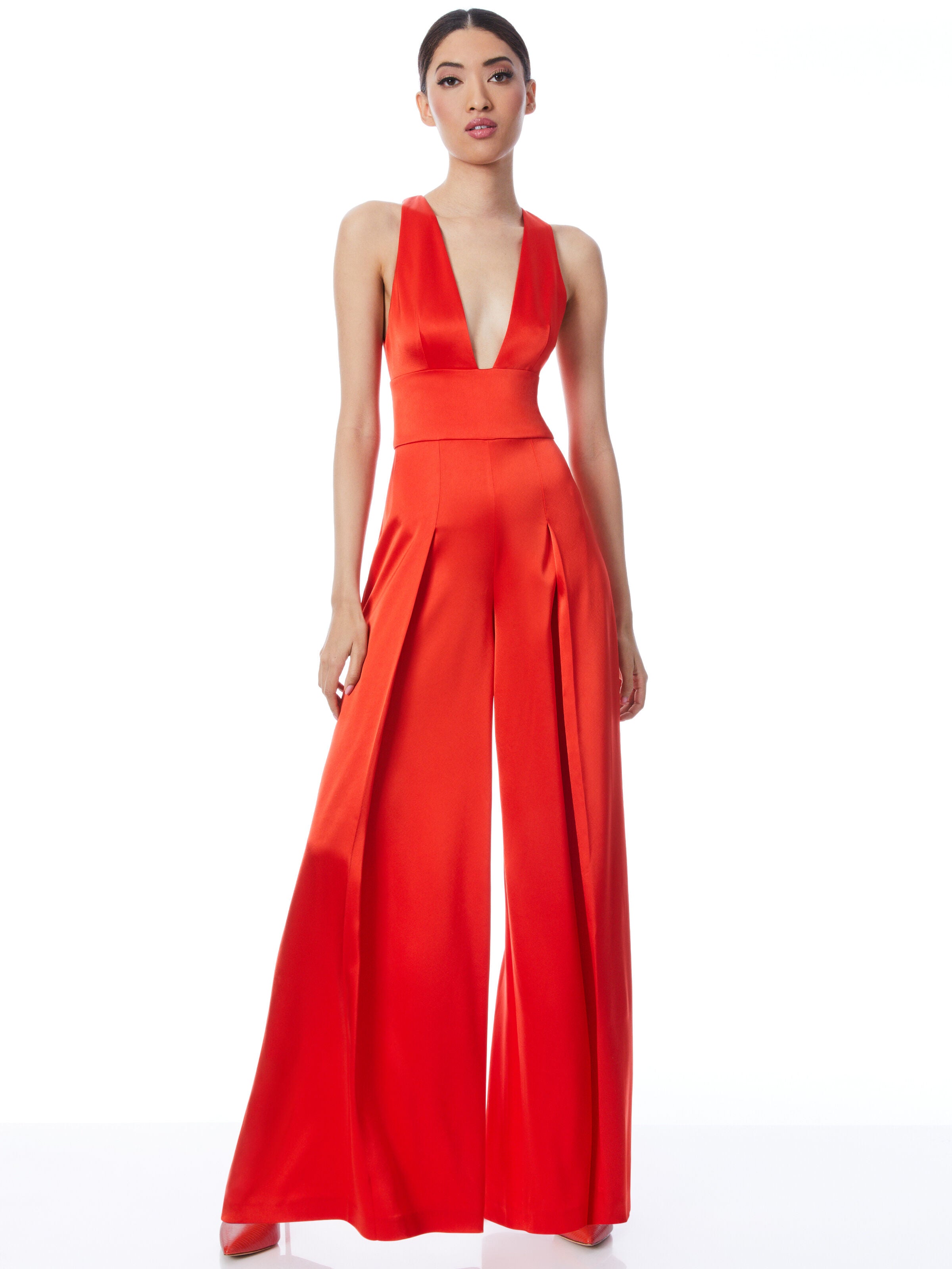 MYRTLE DEEP V-NECK WIDE LEG JUMPSUIT
