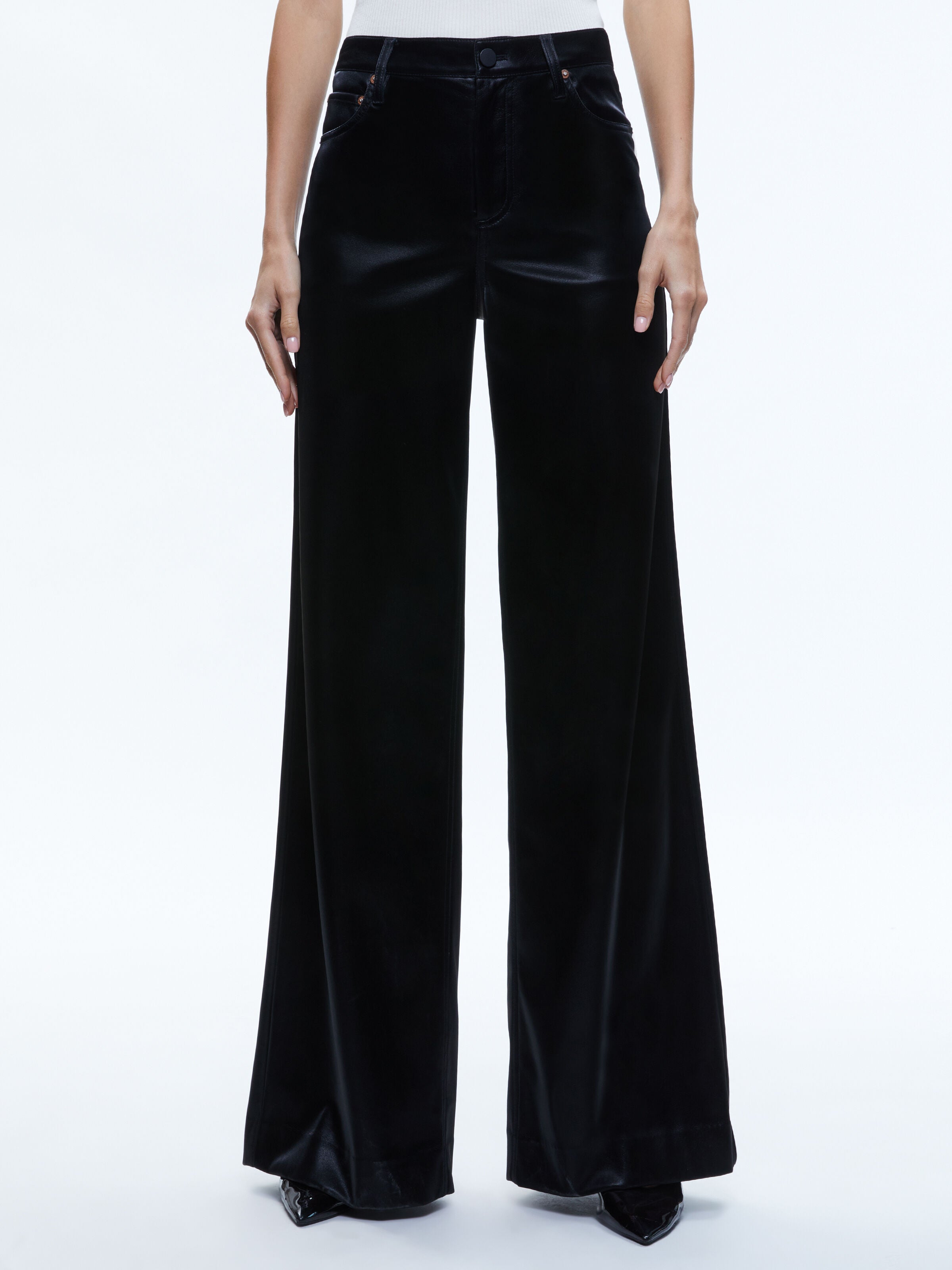 PANTALONI LARGO IN PELLE VEGAN TRISH SHINY