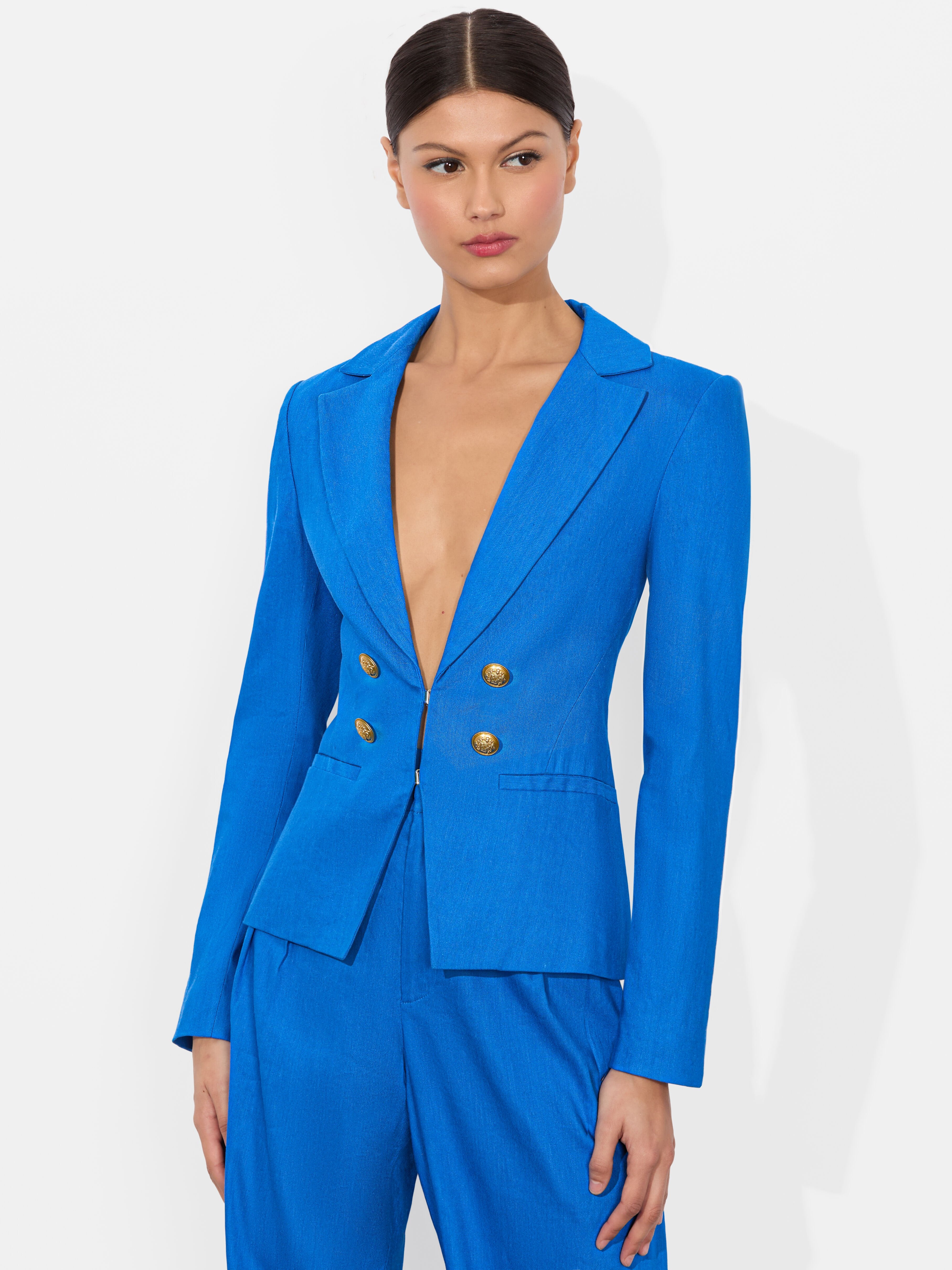 MYA LINEN FITTED BLAZER