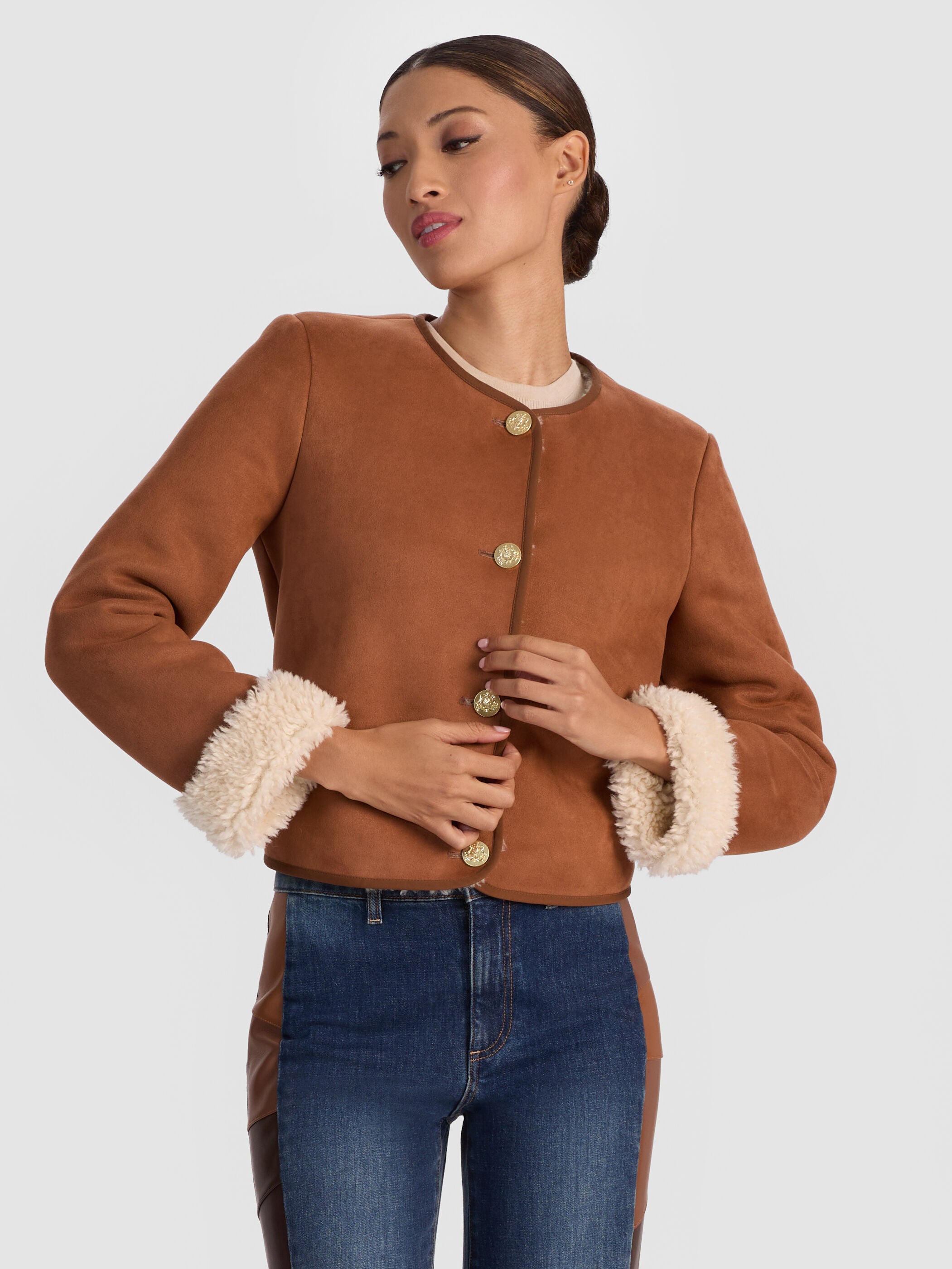 BLOUSON TEDDY ALMA EN DAIM VÉGÉTALIEN