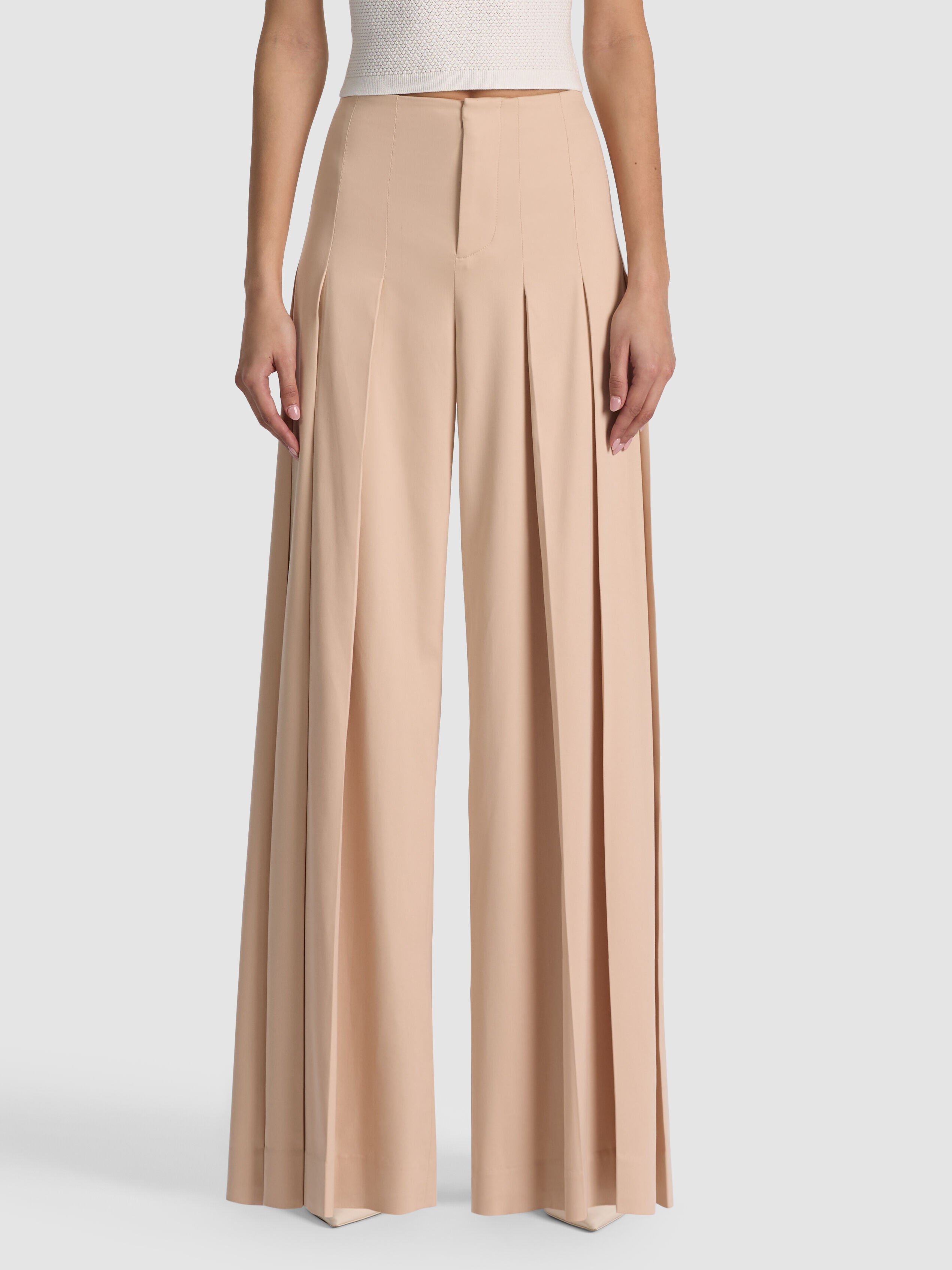 AINSLIE PLEATED PANT in SAND | ALICE + OLIVIA