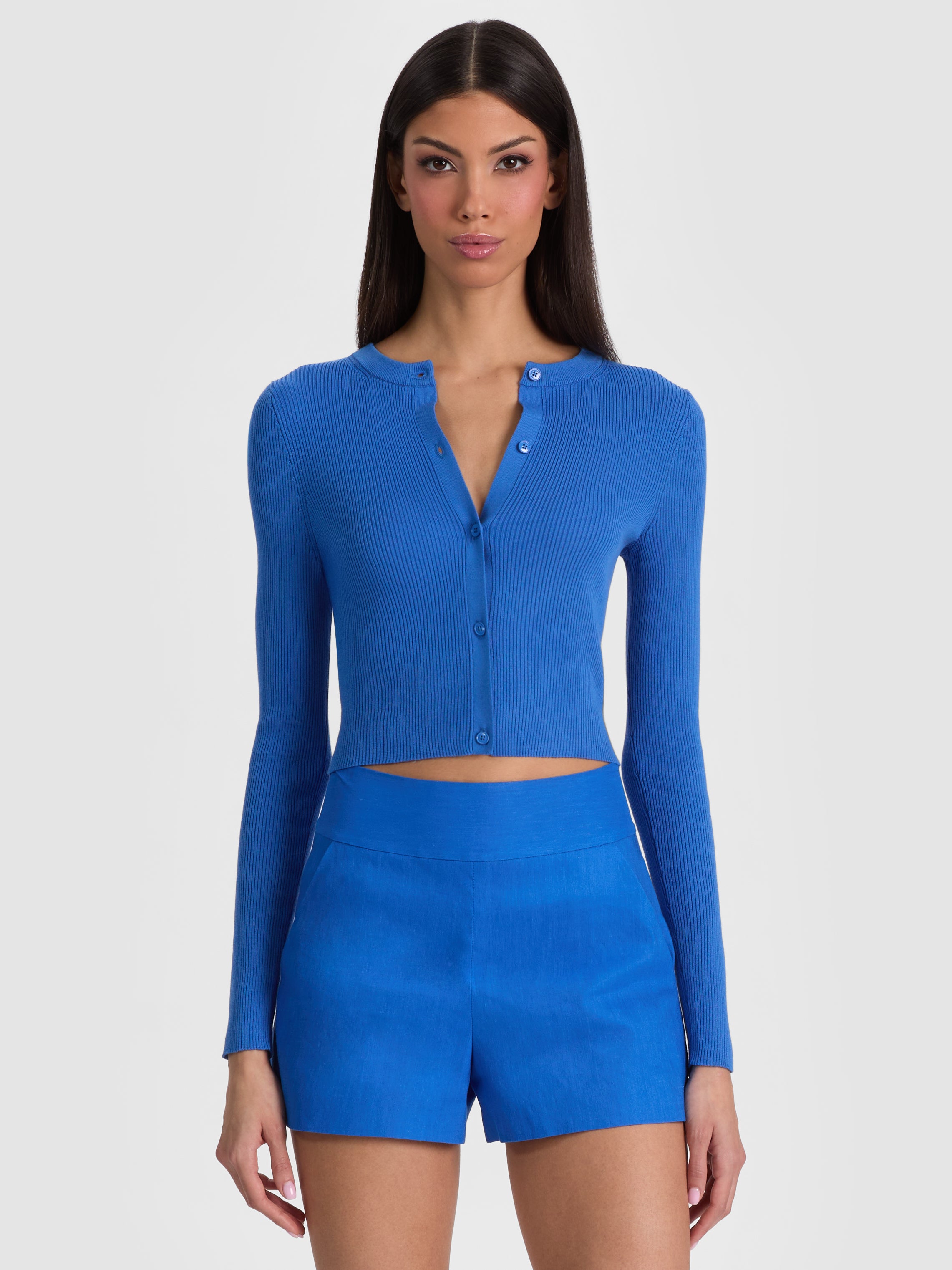 CARSON CARDIGAN in BLUE IRIS | ALICE + OLIVIA