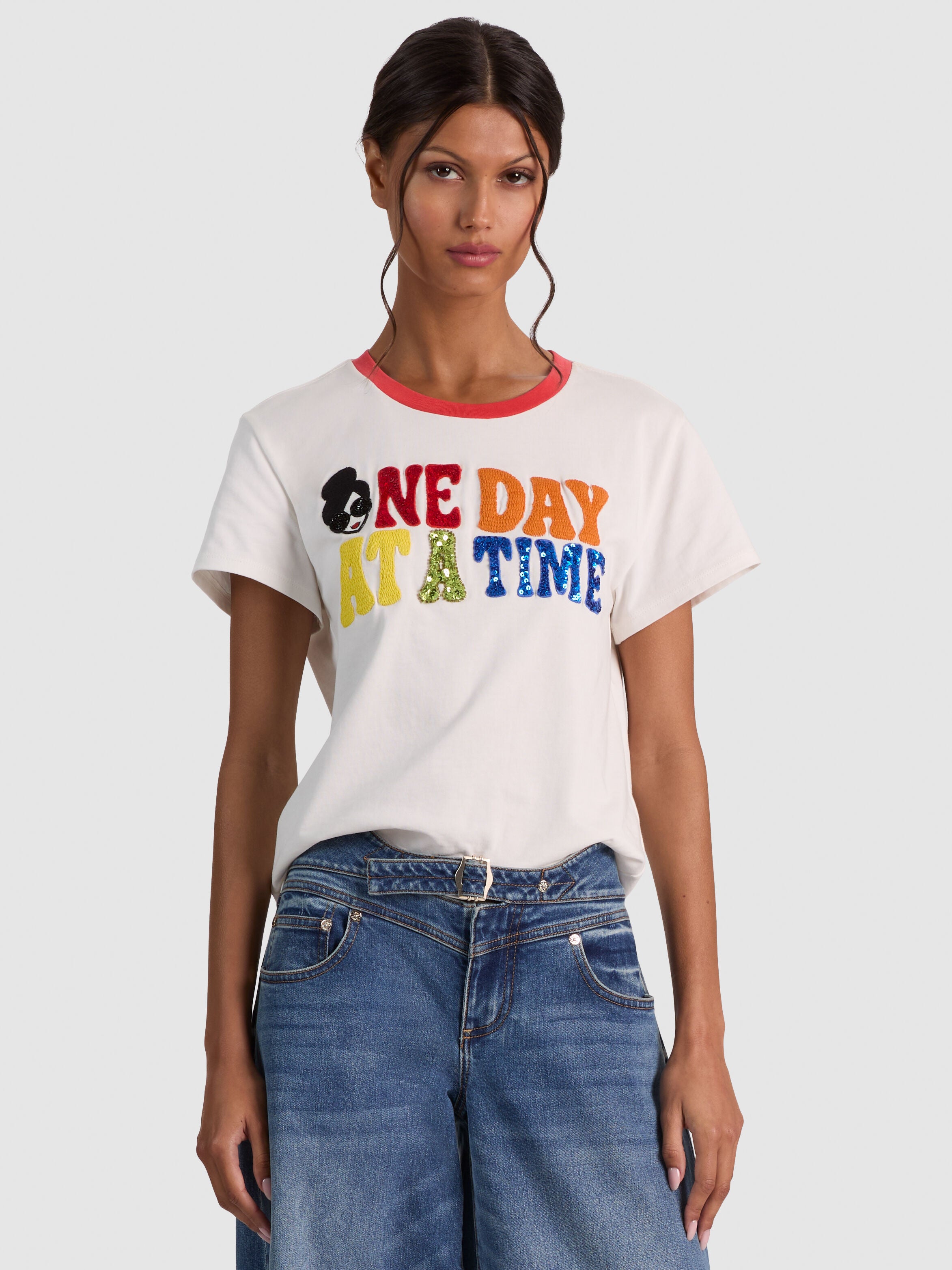 ALVERA STACEFACE EMBELL TEE