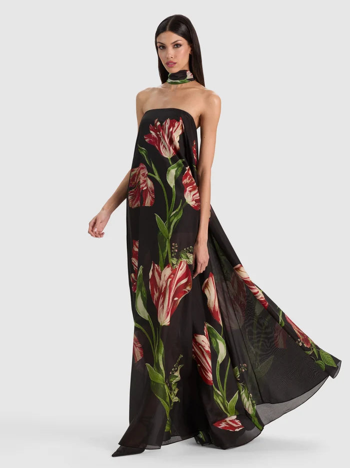 ALICE + OLIVIA Women's Maricela Strapless Voluminous Scarf Maxi Dress - Soft Tulip Black