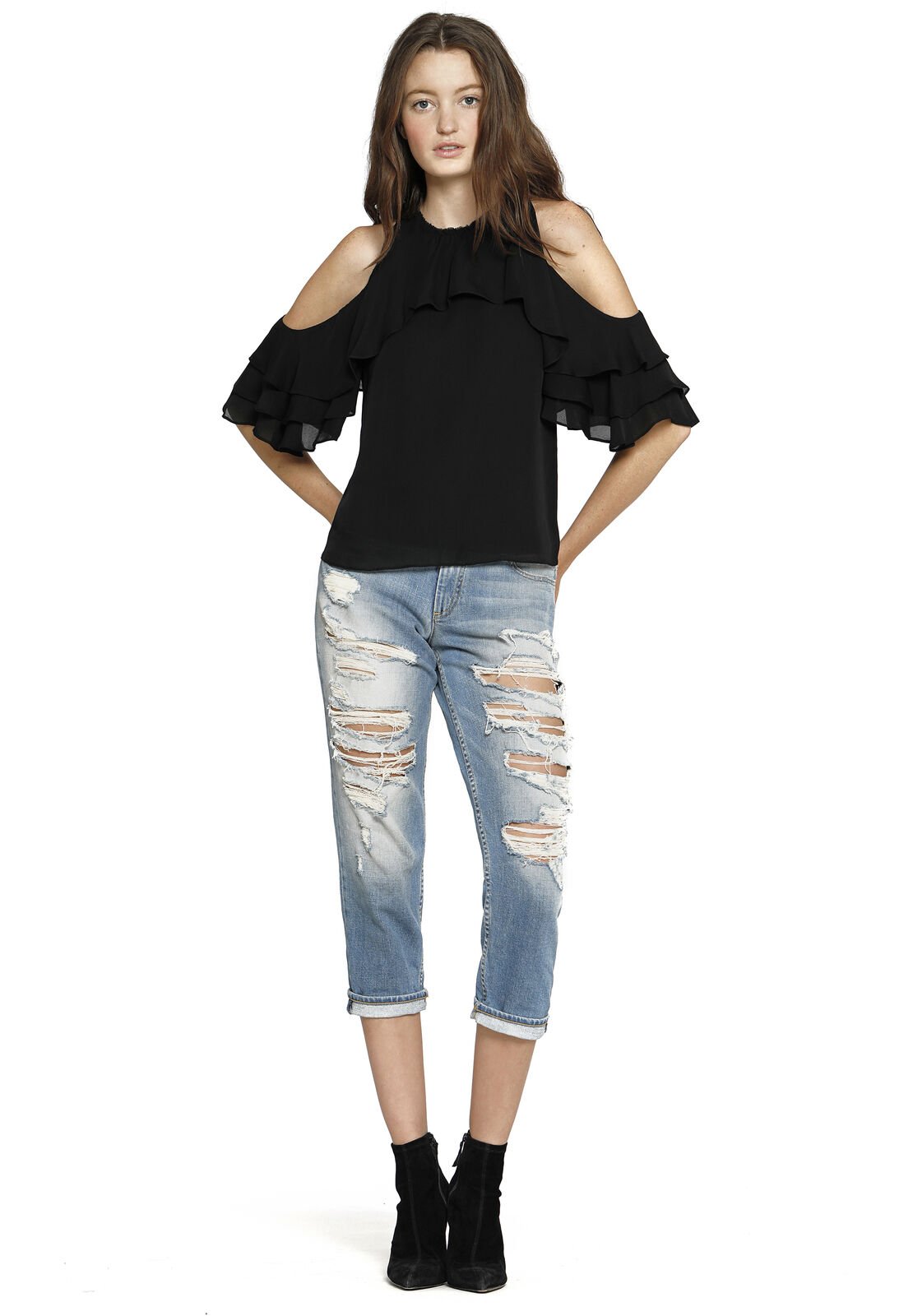 BLOUSE À VOLANTS ÉPAULES DÉNUDÉES IDALLA