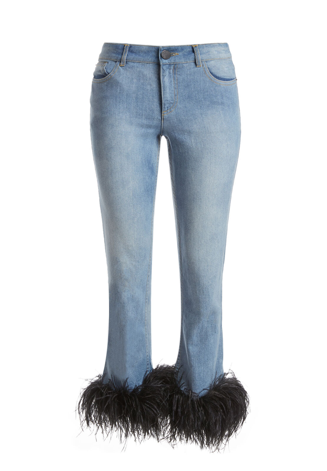 JEANS TASHA COUPE COURTE AVEC OURLET EN PLUMES