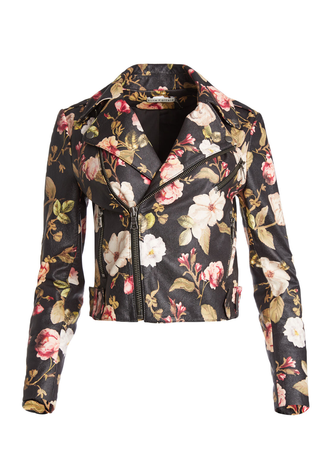 BLOUSON MOTO COURT EN CUIR IMPRIMÉ CODY