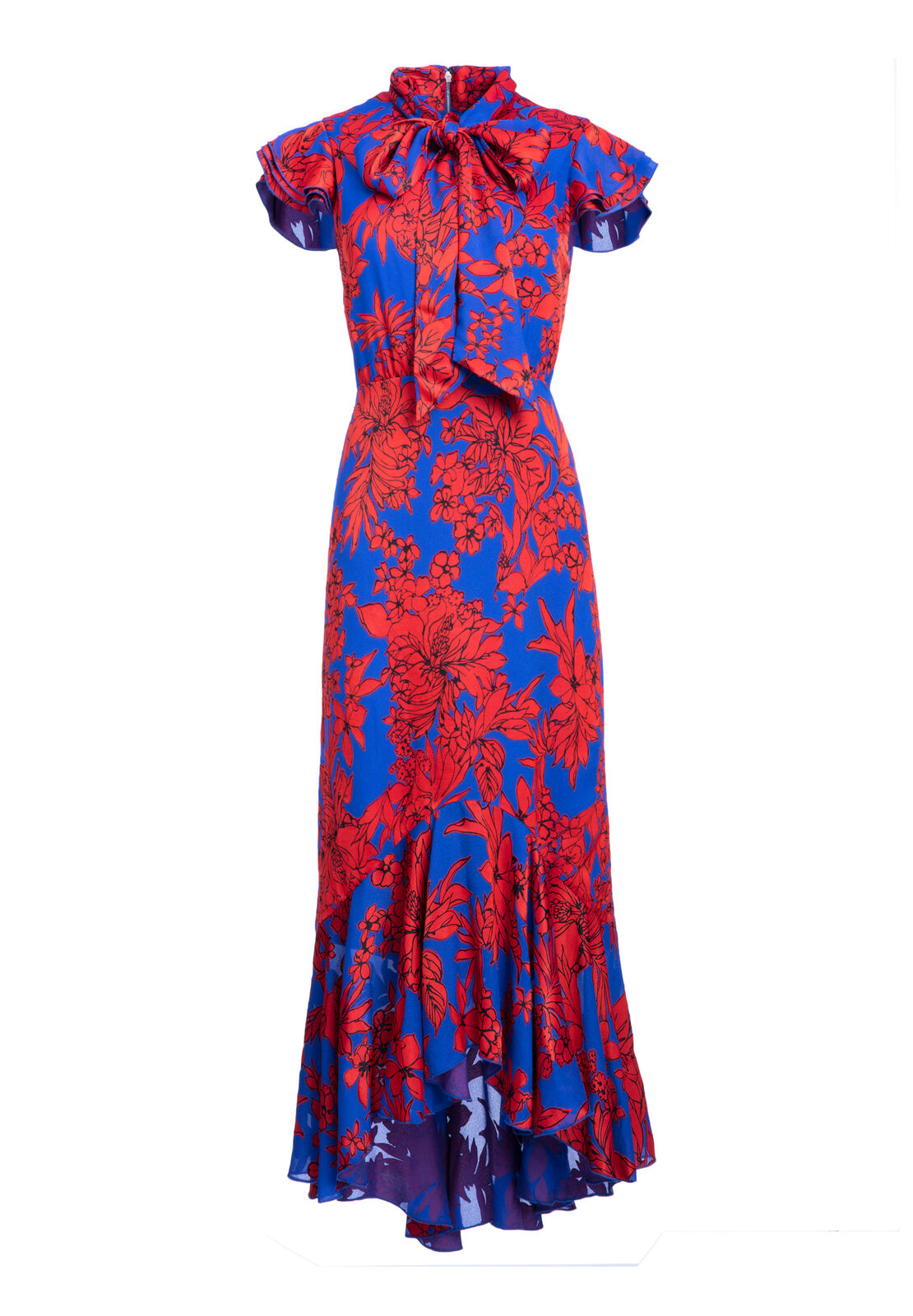 GRETA RUFFLE HEM MIDI DRESS