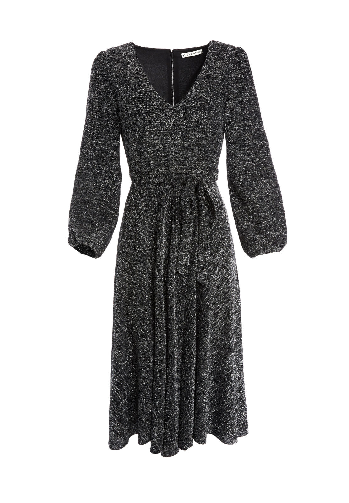 COCO PLUNGING METALLIC MIDI DRESS