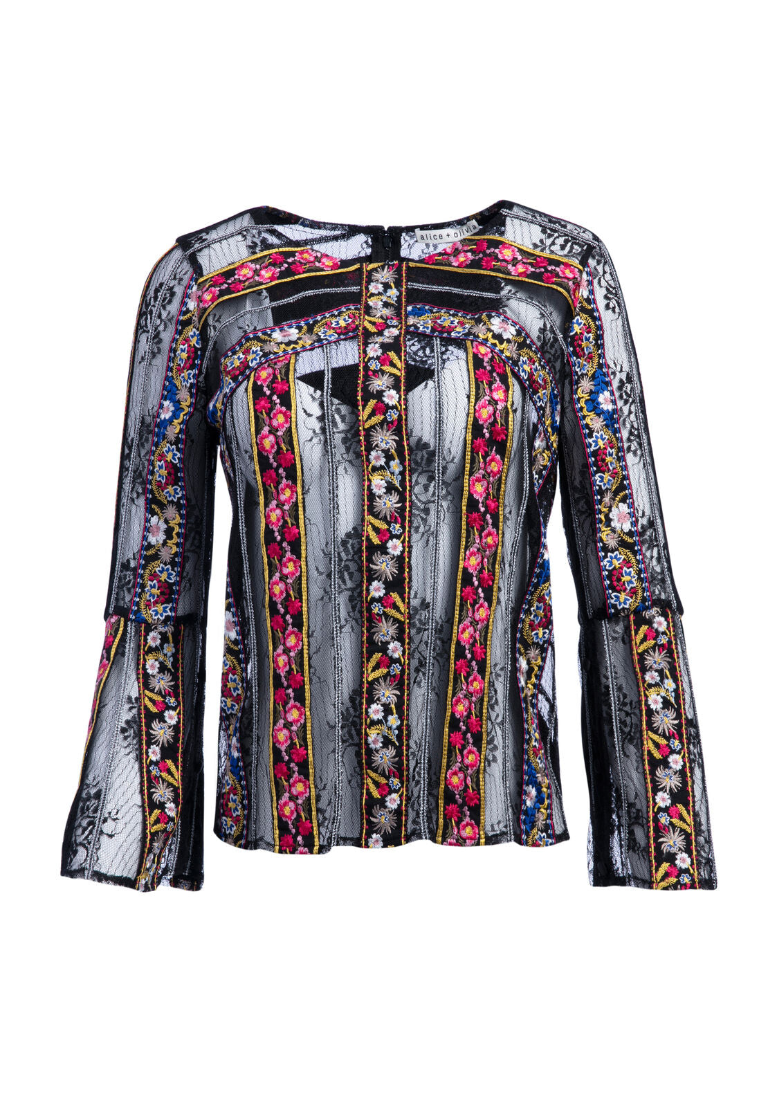 LARUE EMBROIDERED SLIT SLEEVE TOP