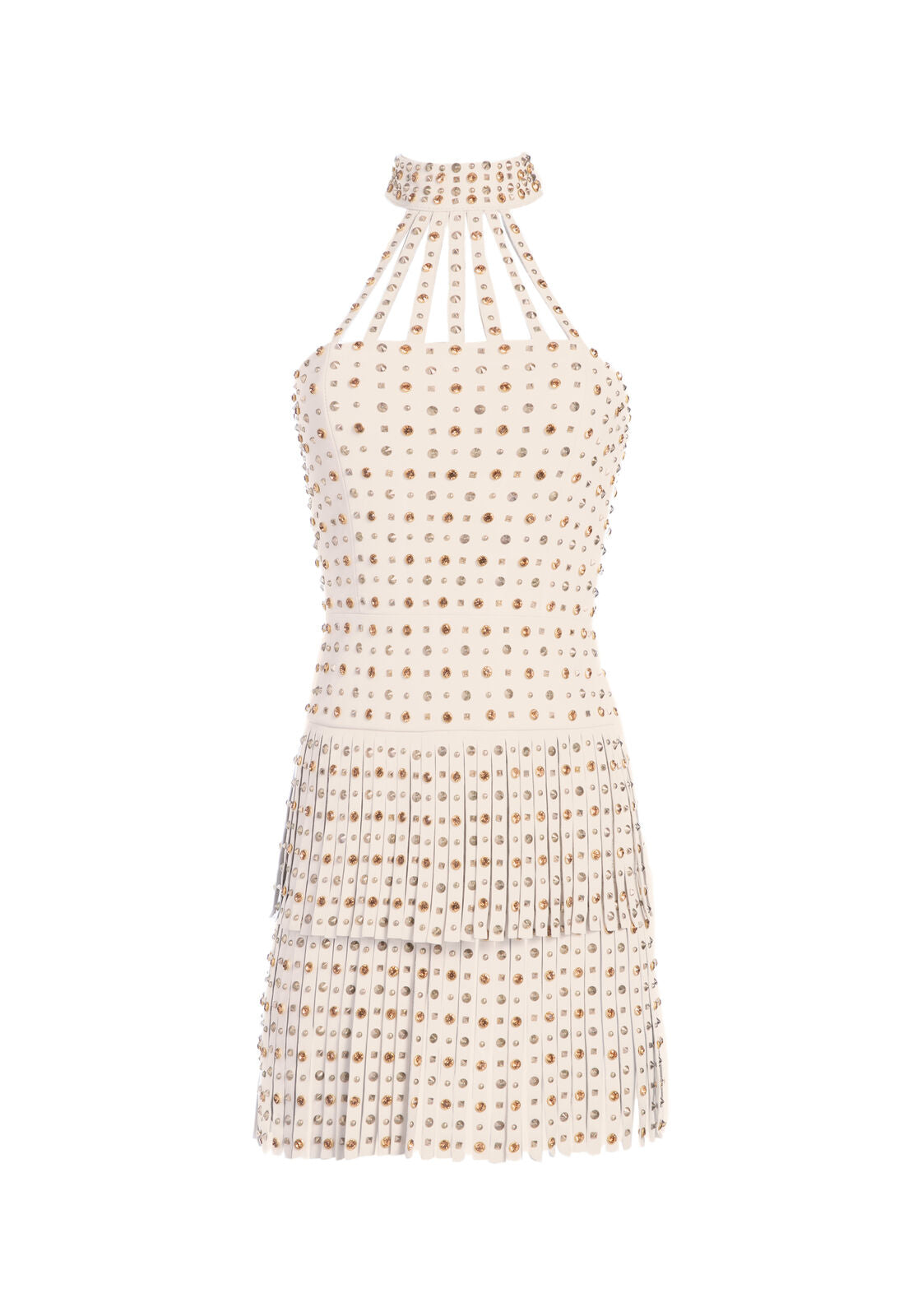 MADDIE STUDDED LTR FRINGE DRE