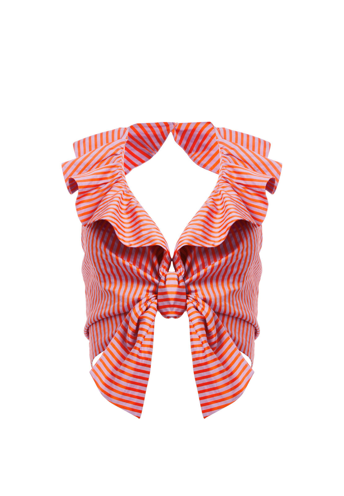 DANNETTE RFFLE TIE FT CROP TOP