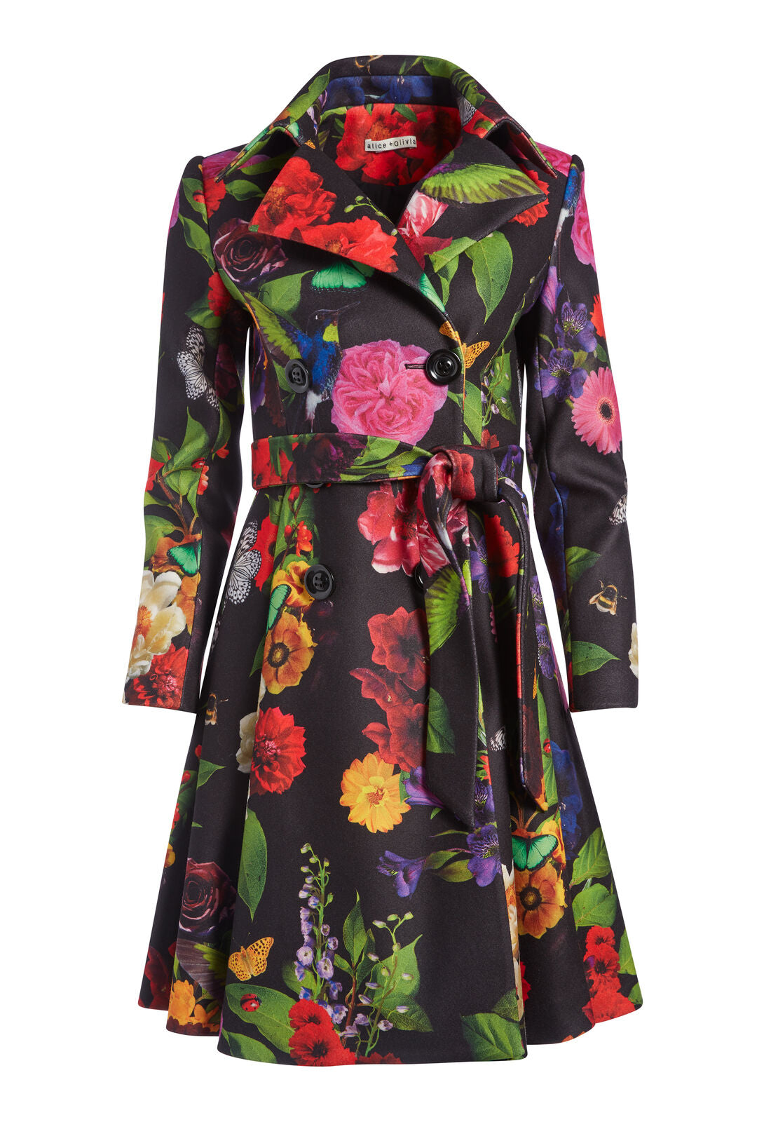 LEILA FIT AND FLARE FLORAL COAT