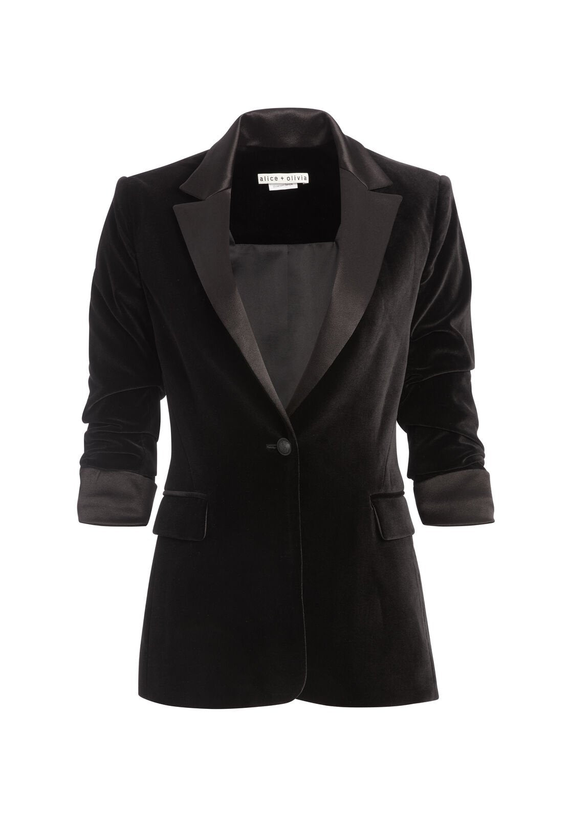 MACEY VELVET PLEATED SLEEVE BLAZER