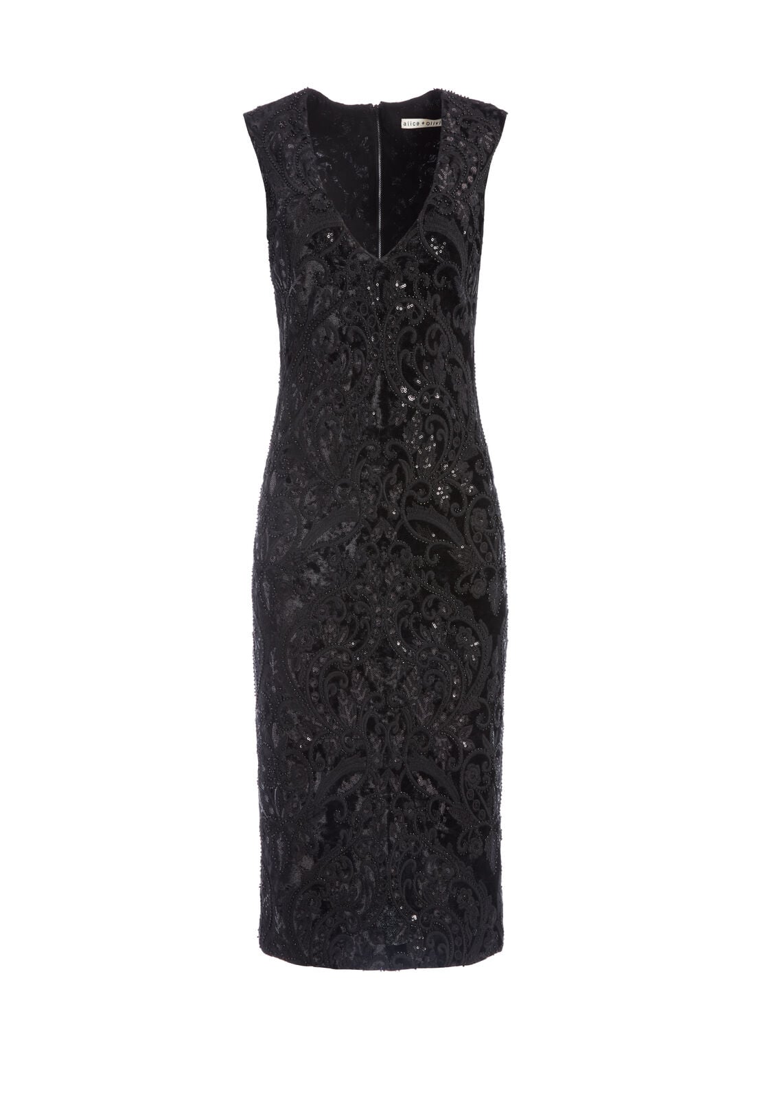 ABITO MIDI NERO CON PERLINE ALBA