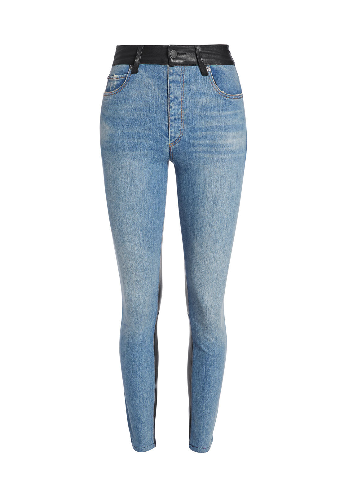 OTTIMI JEANS COMBINATI IN PELLE A VITA ALTA