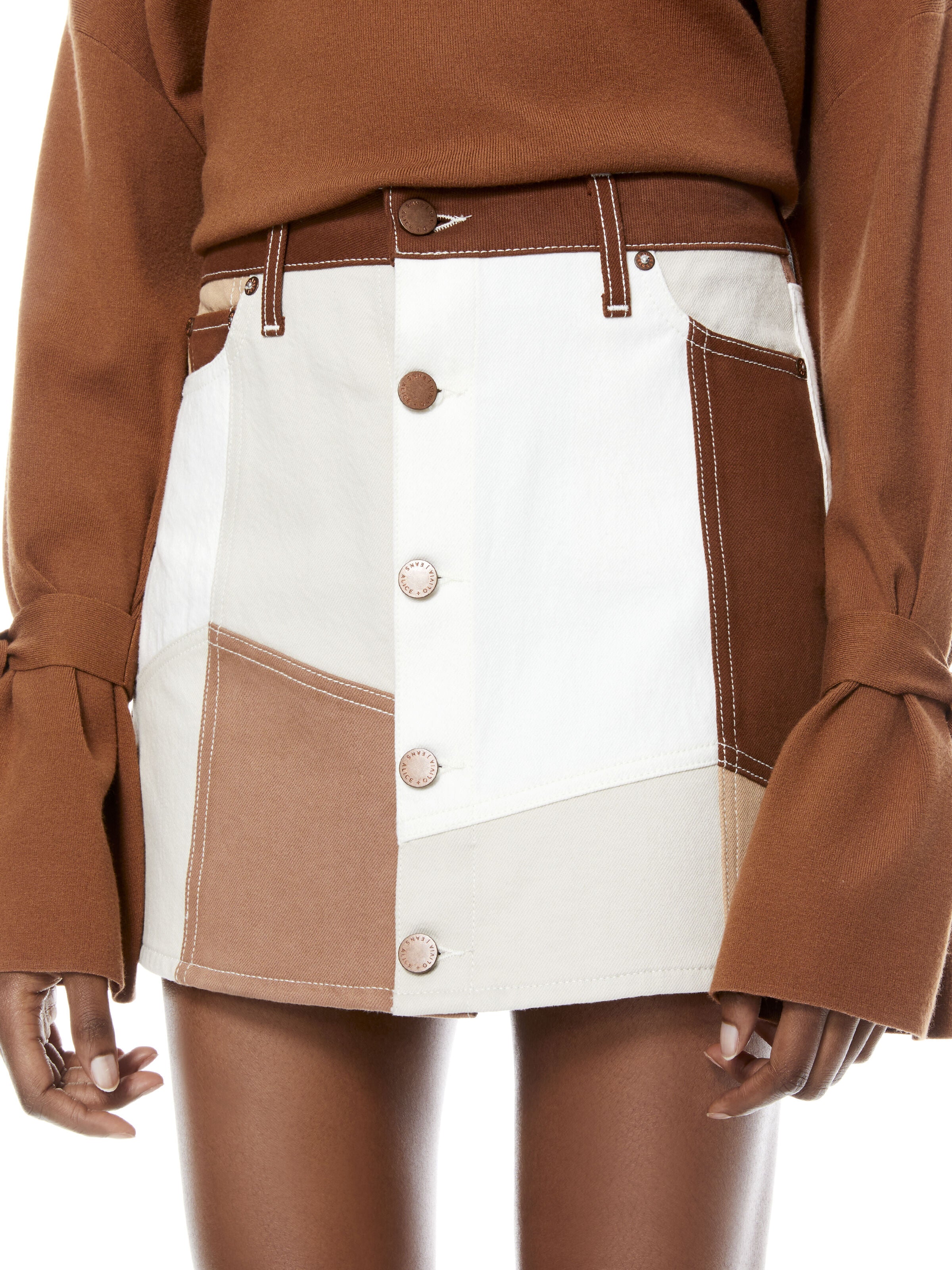 GOOD HIGH RISE PATCHWORK SKIRT