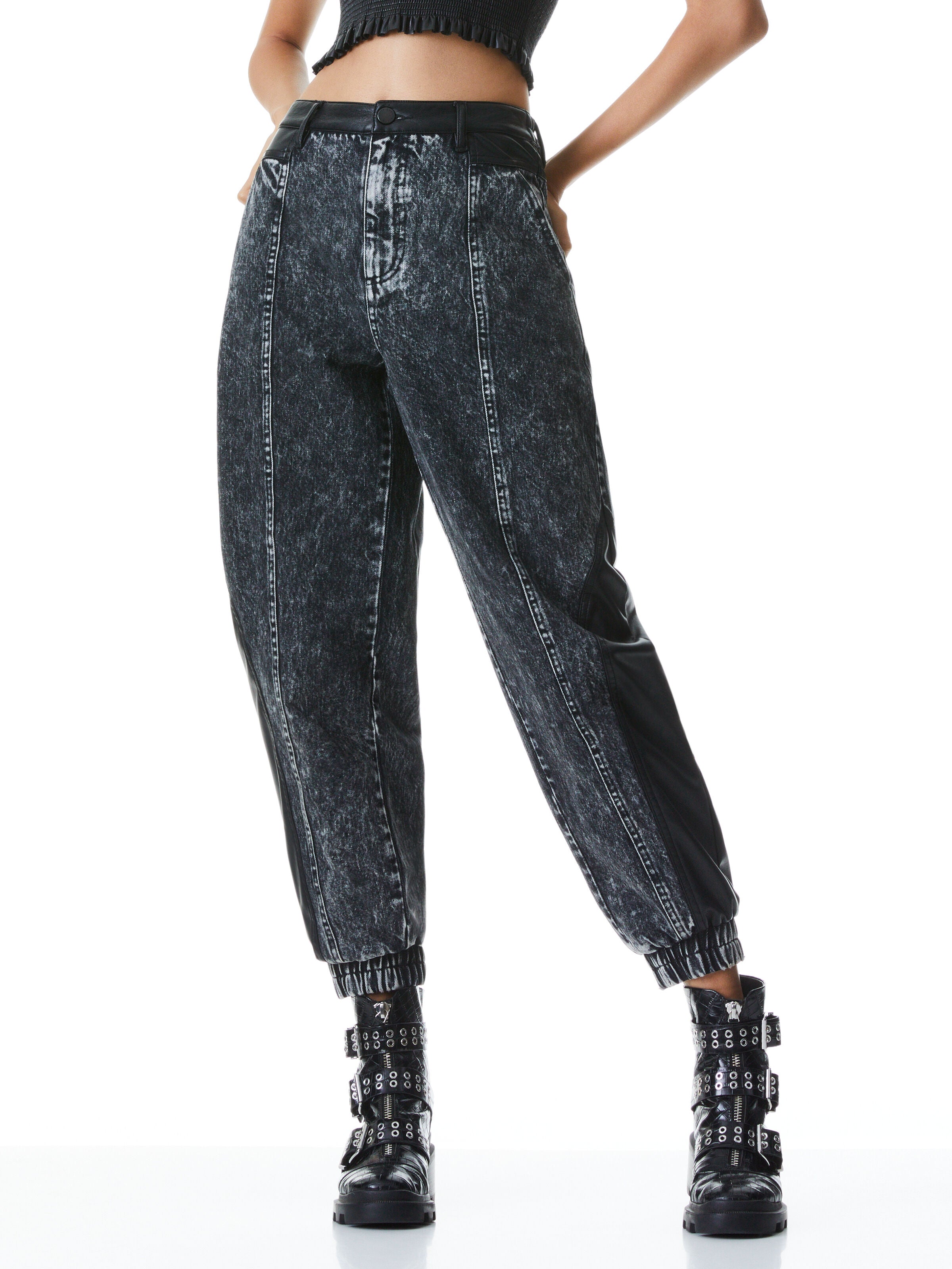 JENNY VEGAN LEATHER COMBO JEAN
