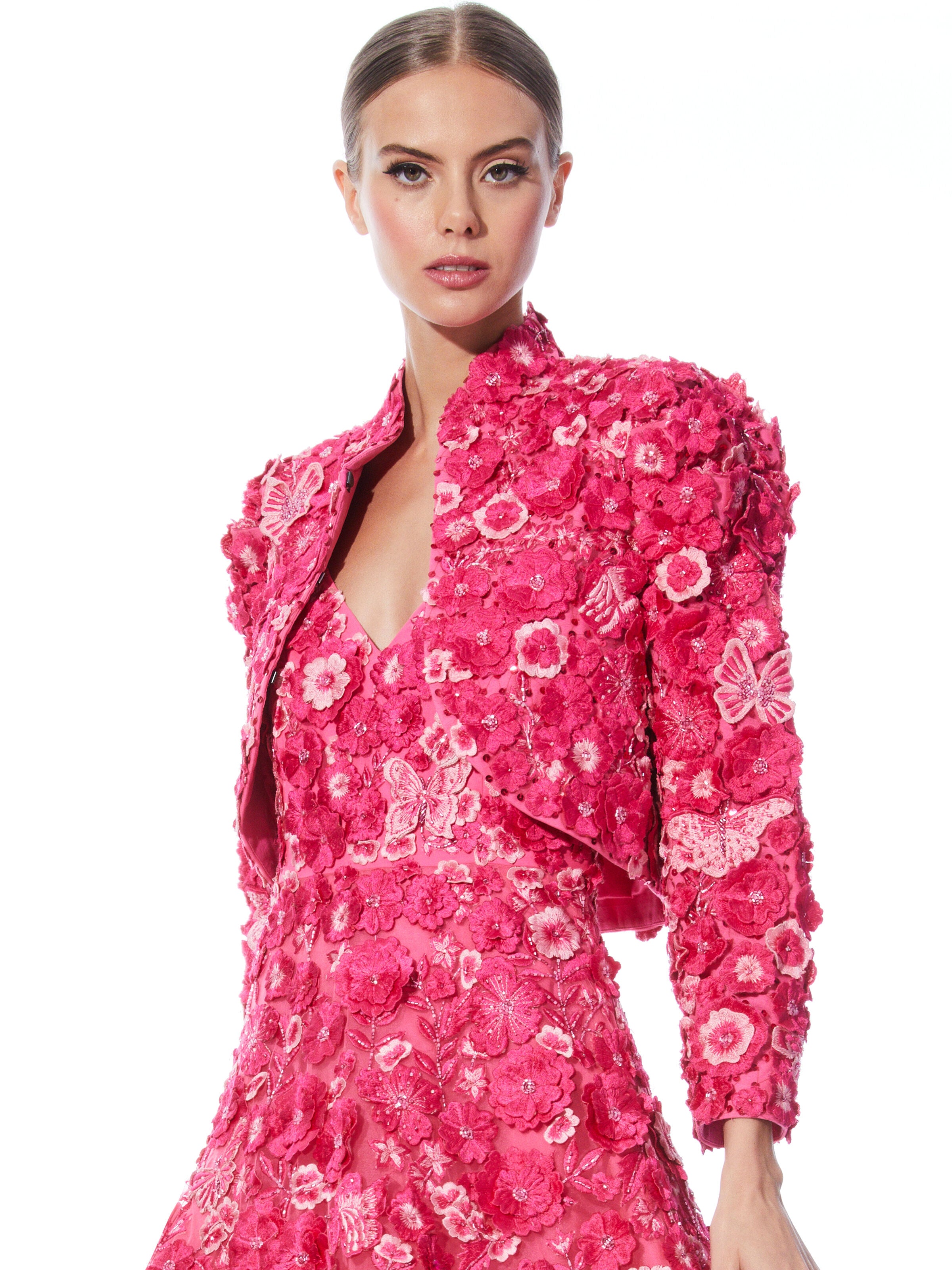BLOUSON COURT LORNA À APPLIQUES FLEURIES
