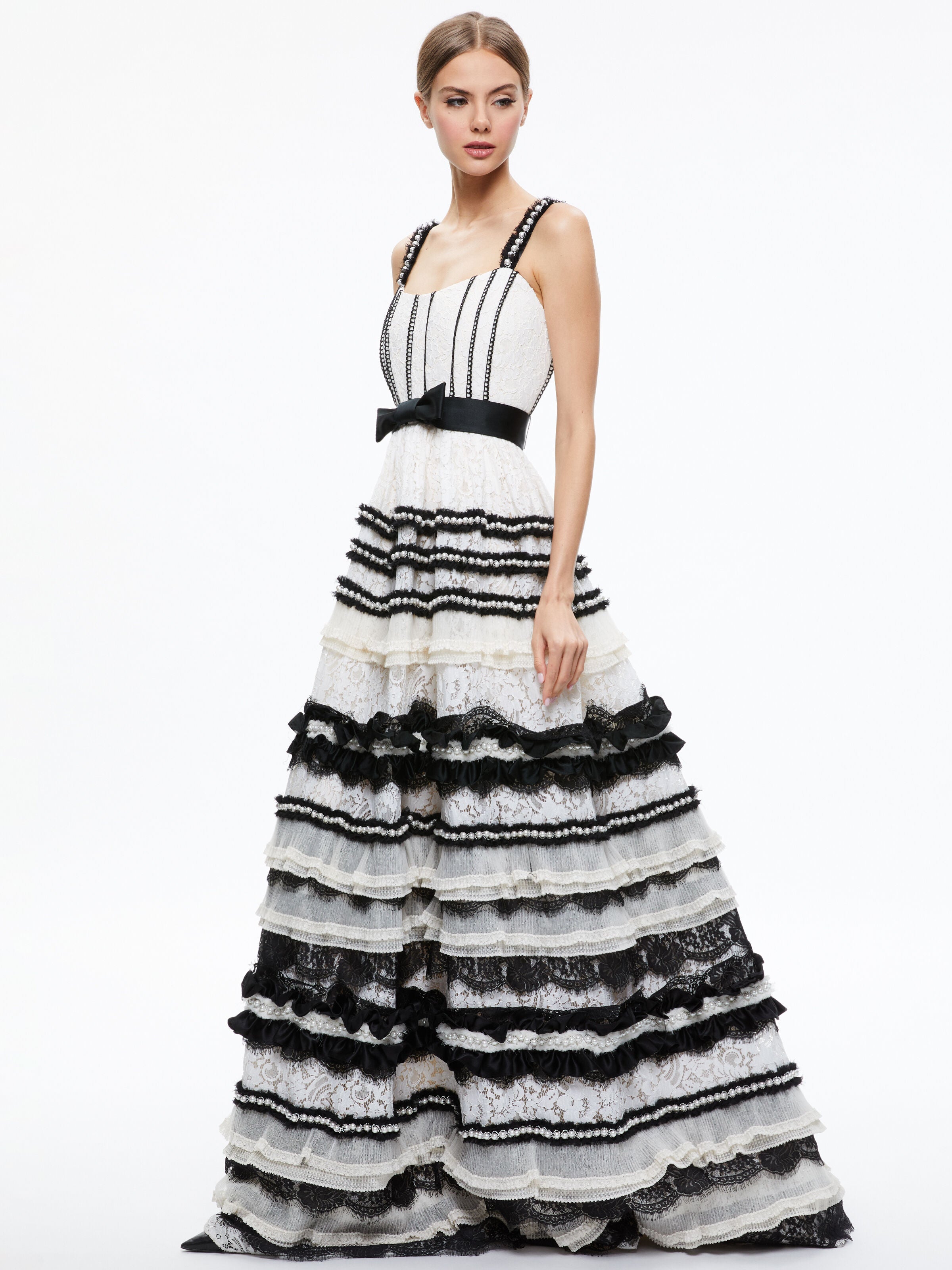 ABITO LUNGO DENITA CON RUFFLE
