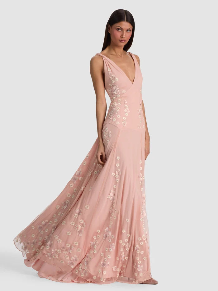 ANDRINA EMBELLISHED GOWN in PEARL BLUSH MULTI
