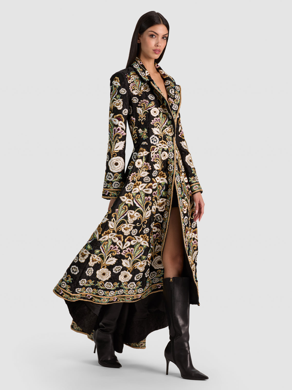 CHESHIRE EMBELLISHED COAT - BLACK/MULTI