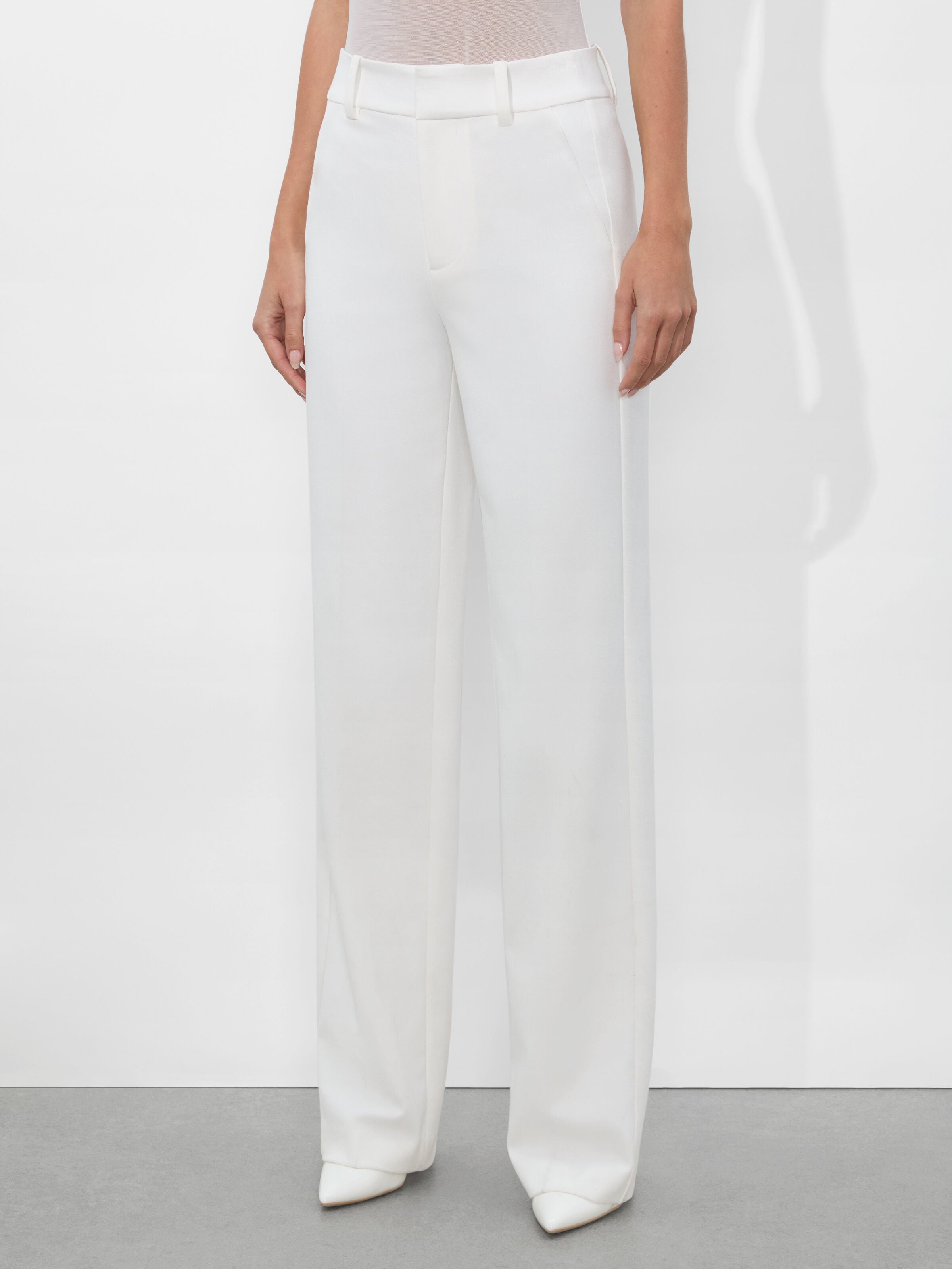 Alice + Olivia Alexander High Rise Slim Straight Pants - Off White