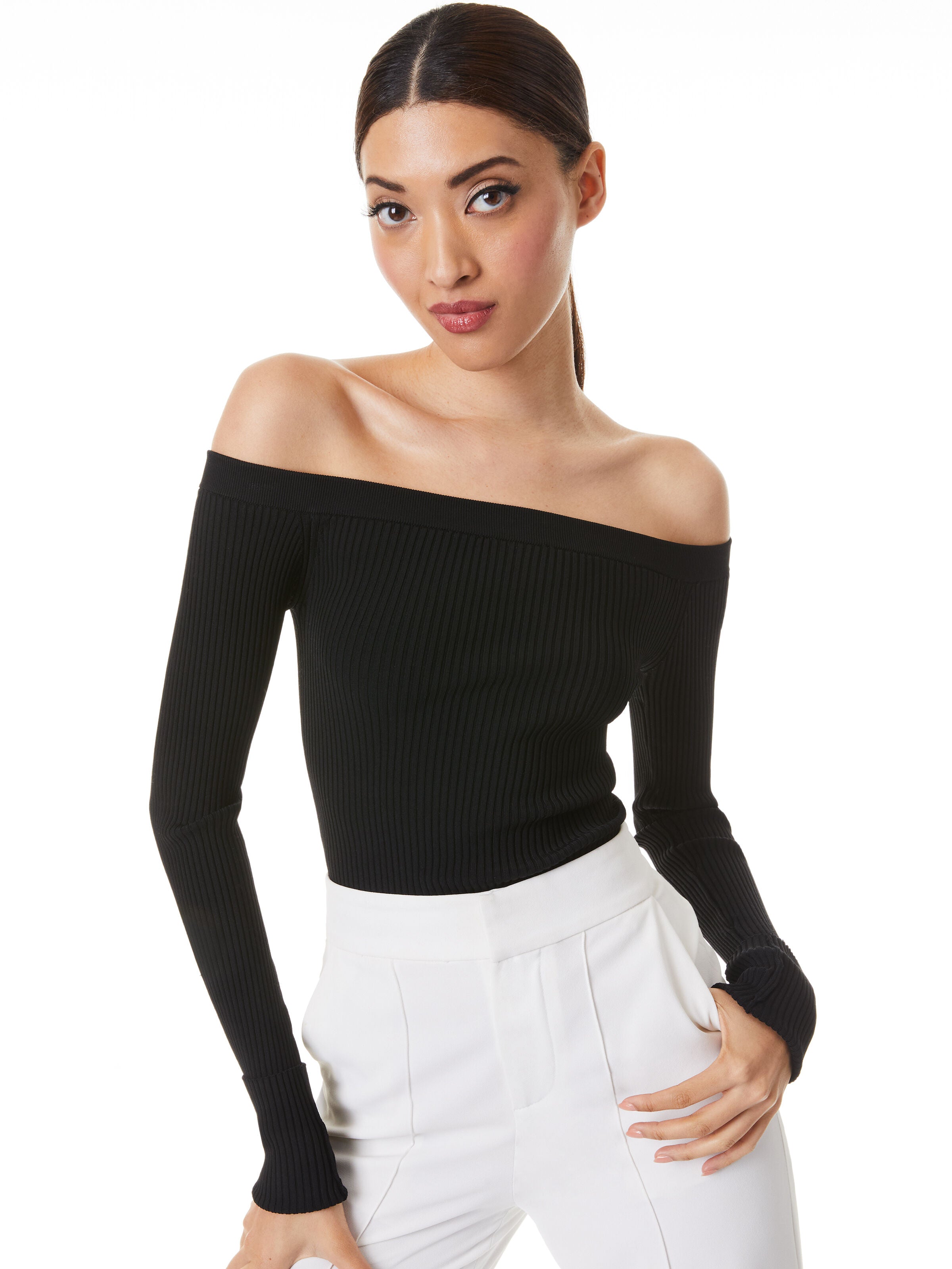 PULLOVER A COSTINE SCOLLATO ALLA BARDOT JEANNE