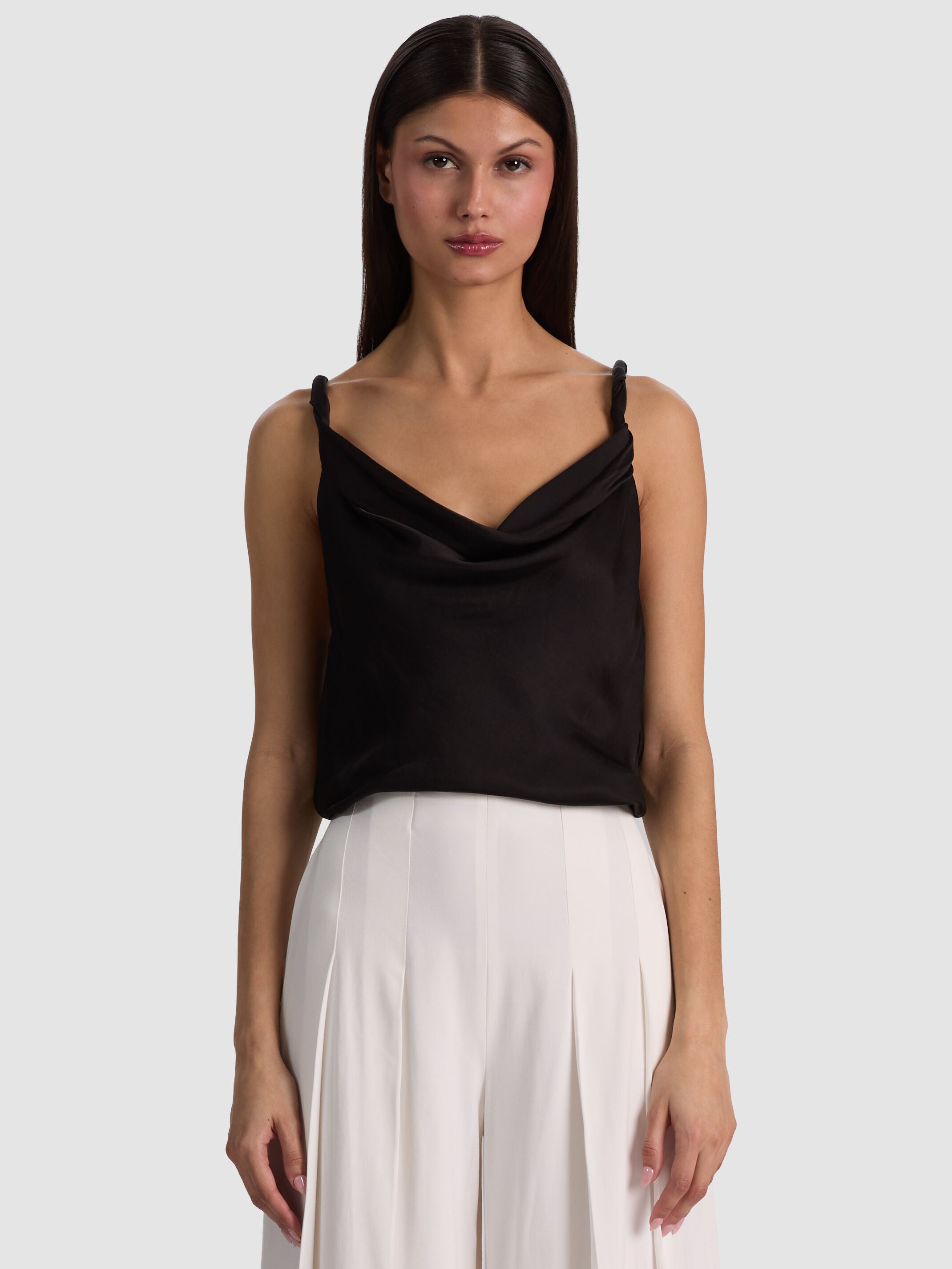 MONIQUE TWIST STRAP TANK in Black | ALICE + OLIVIA